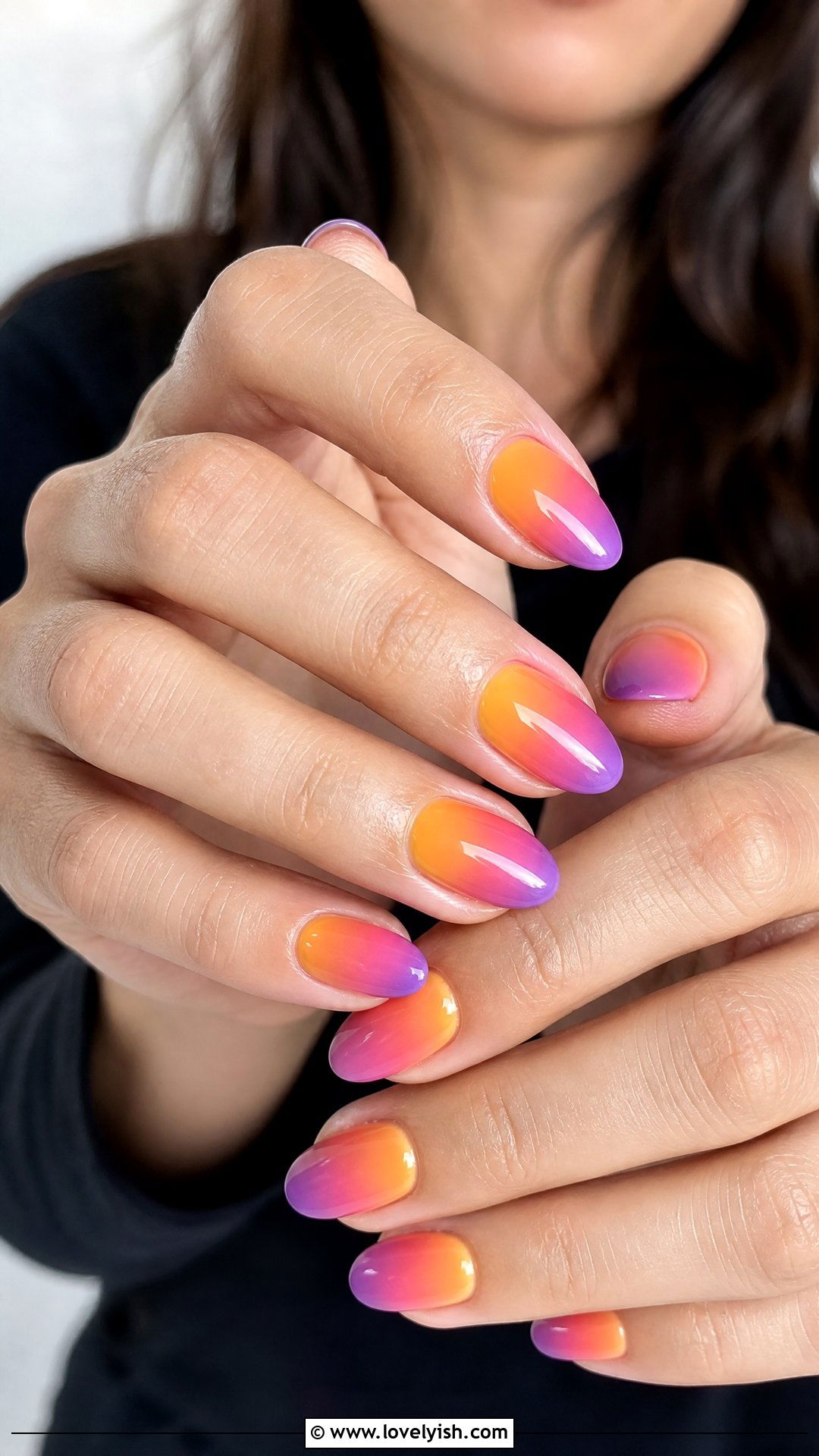 Sunset Ombre Nails - 30 nail designs for teens - 30 nail designs for teens