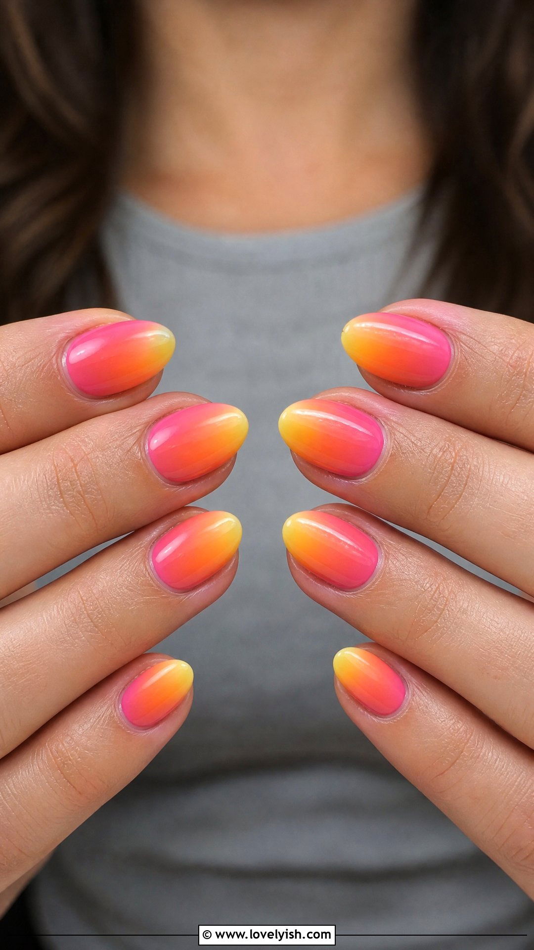 Sunset Ombre Short Almond Nails - 50 short almond nails - 50 short almond nails