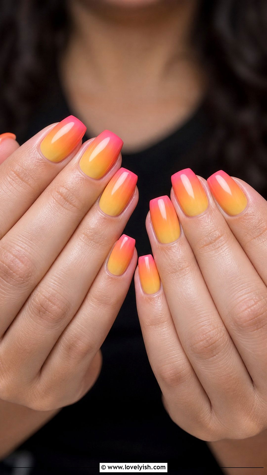 Sunset Ombre Short Coffin Nails - 50 short coffin nails - 50 short coffin nails