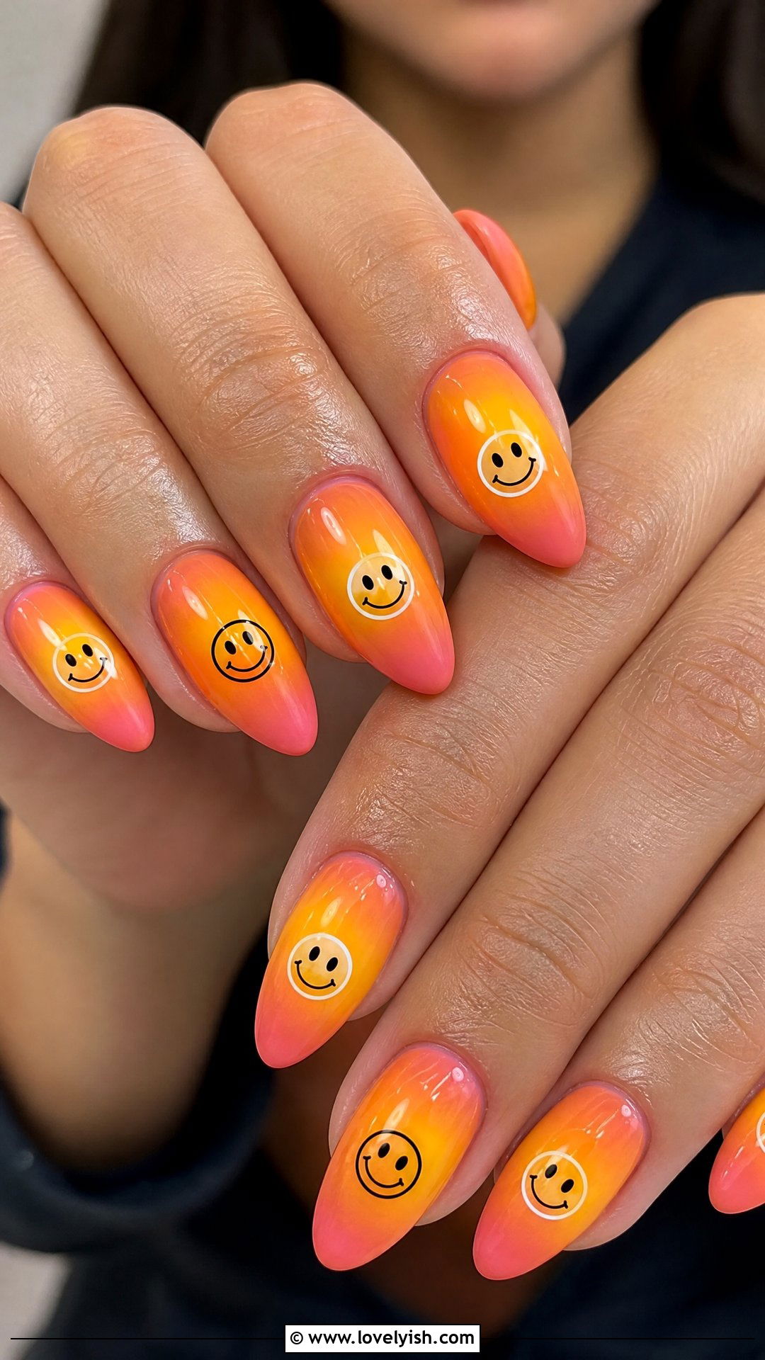 Sunset Orange Smiley Face Nails - 50 smiley face nails - 50 smiley face nails