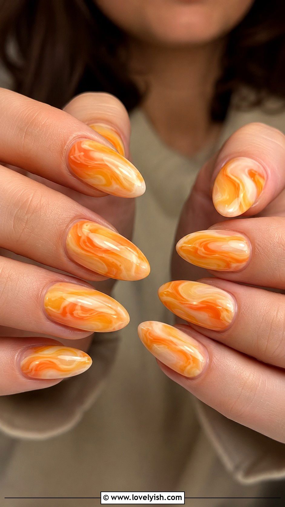 Sunset Orange and Yellow Swirl Nails - 50 swirl nails - 50 swirl nails