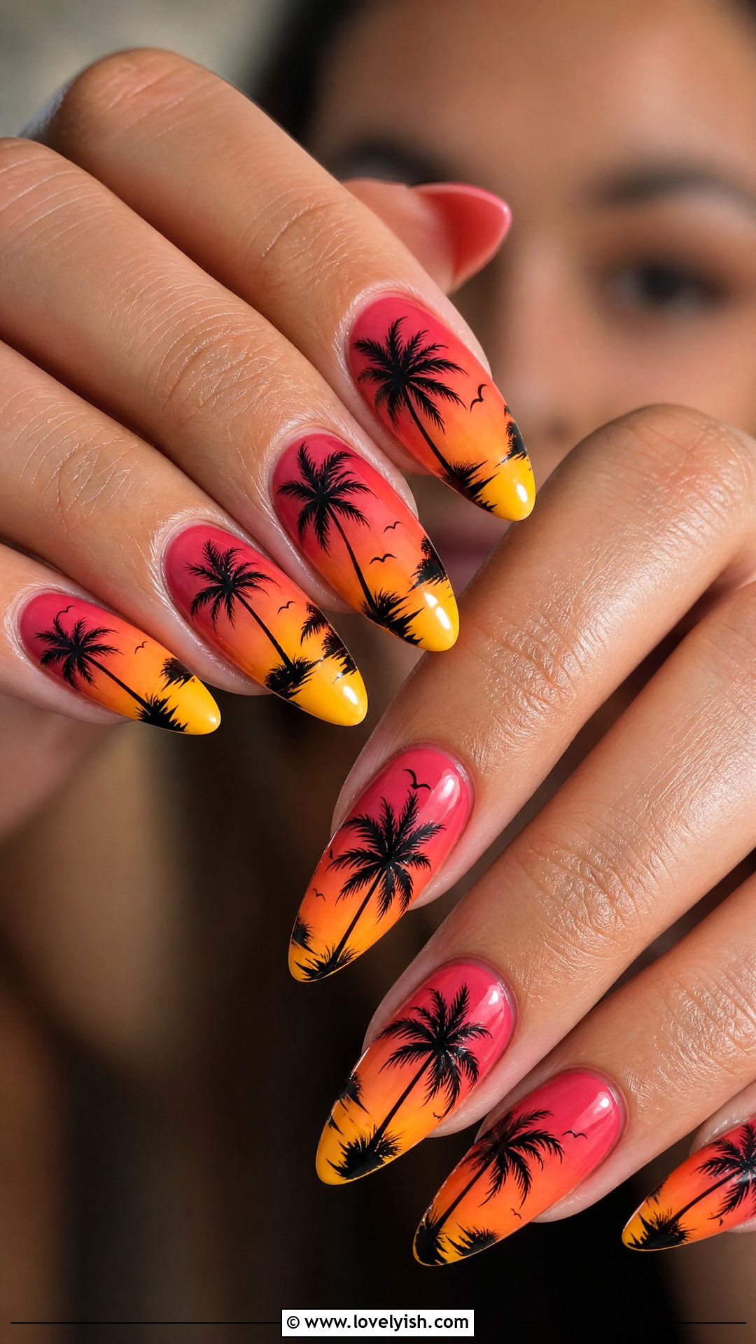 Sunset Palm Tree Silhouette Nails - 50 unique nail designs - 50 unique nail designs