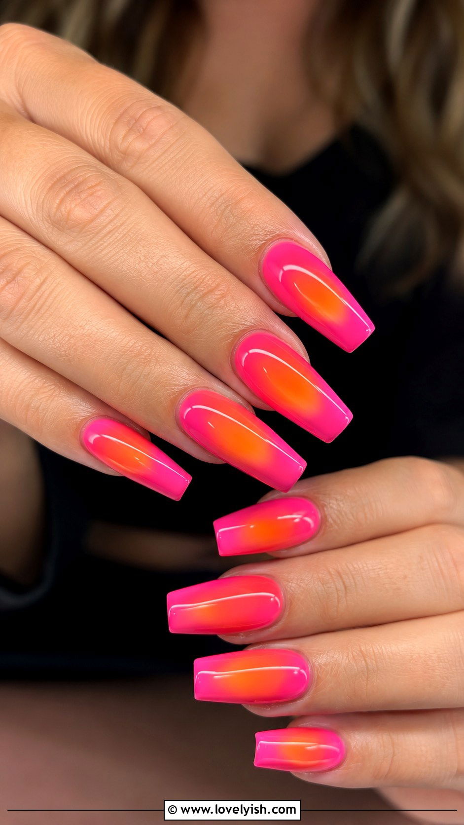 Sunset Pink and Orange Aura Cowgirl Nails - 50 western nail designs - 50 western nail designs