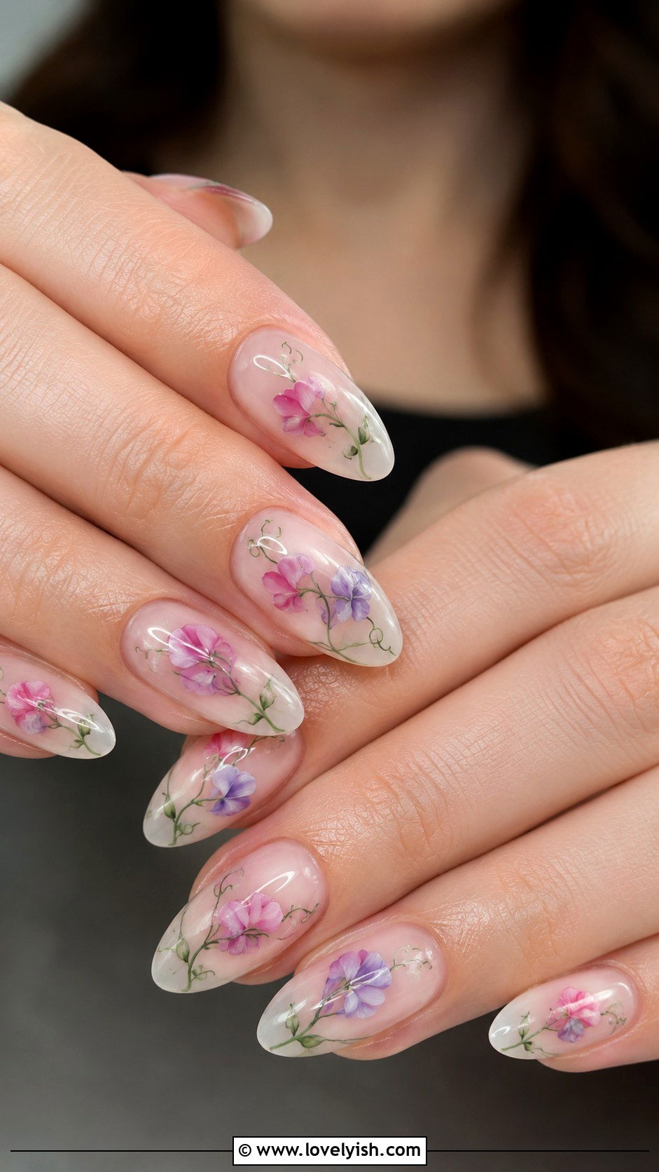 Sweet Pea Nails - 38 flower nail art ideas - 38 flower nail art ideas