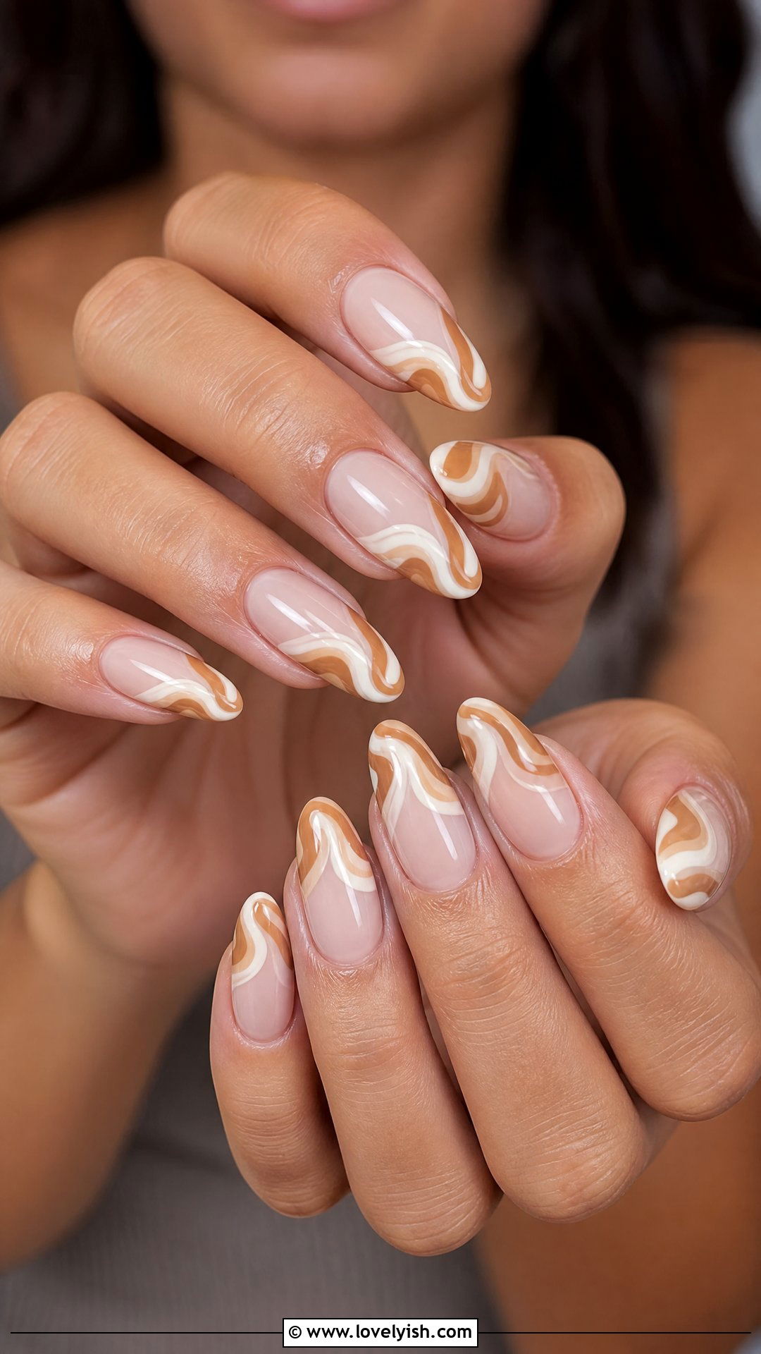 Swirl French Tip Almond Nails - 25 almond french tip nail designs - 25 almond french tip nail designs