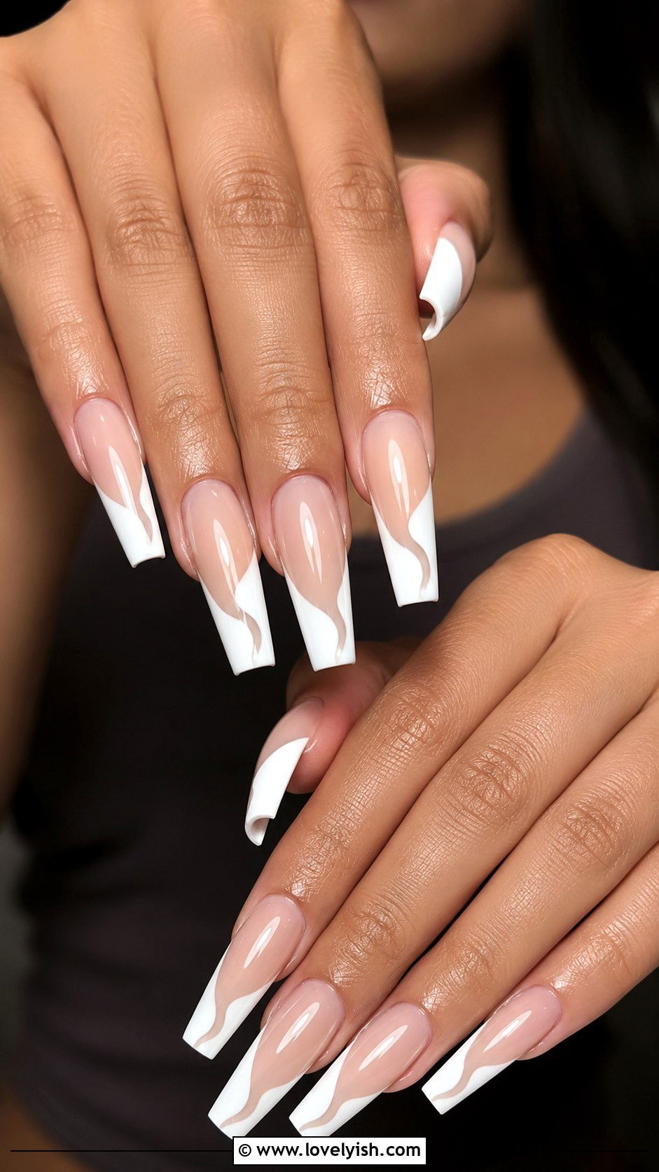 Swirl French Tip Nails - 42 french nail designs - 42 french nail designs