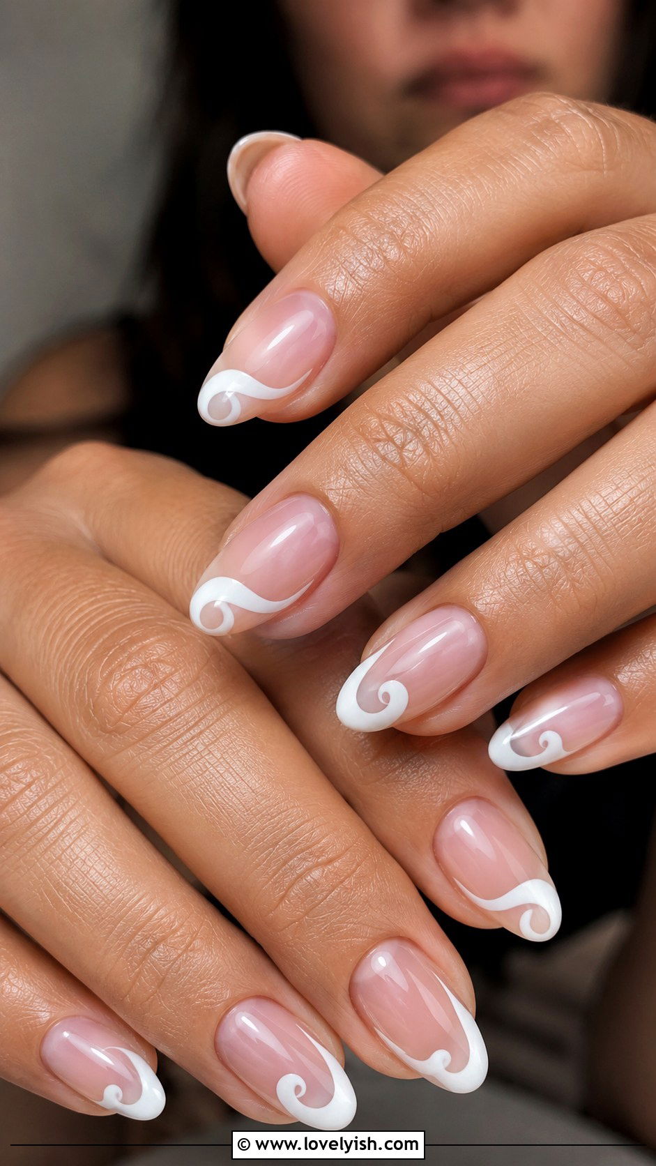 Swirl French Tip Nails - 45 nail tips - 45 nail tips