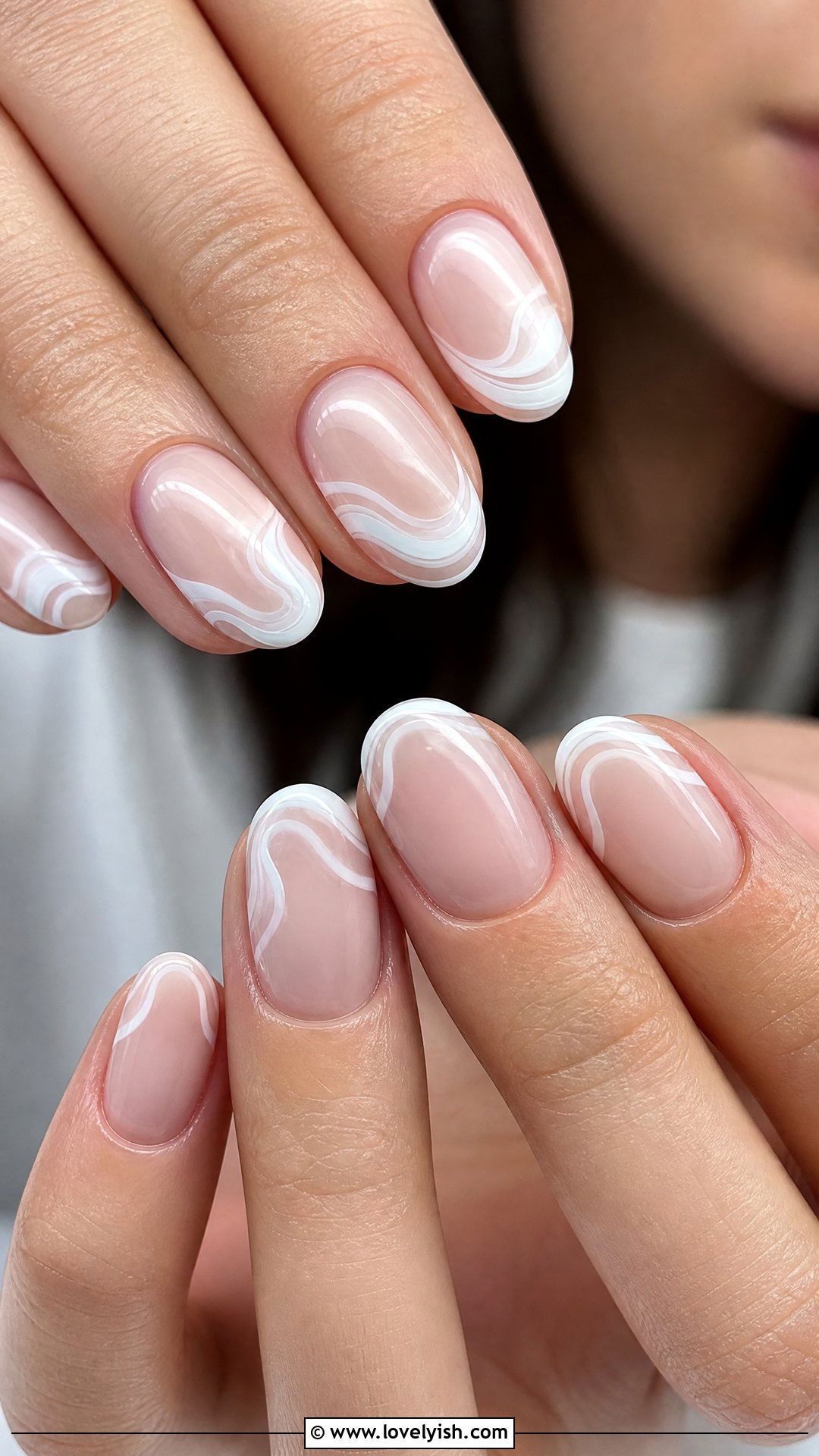 Swirl French Tip Short Nails - 50 short french tip nails - 50 short french tip nails