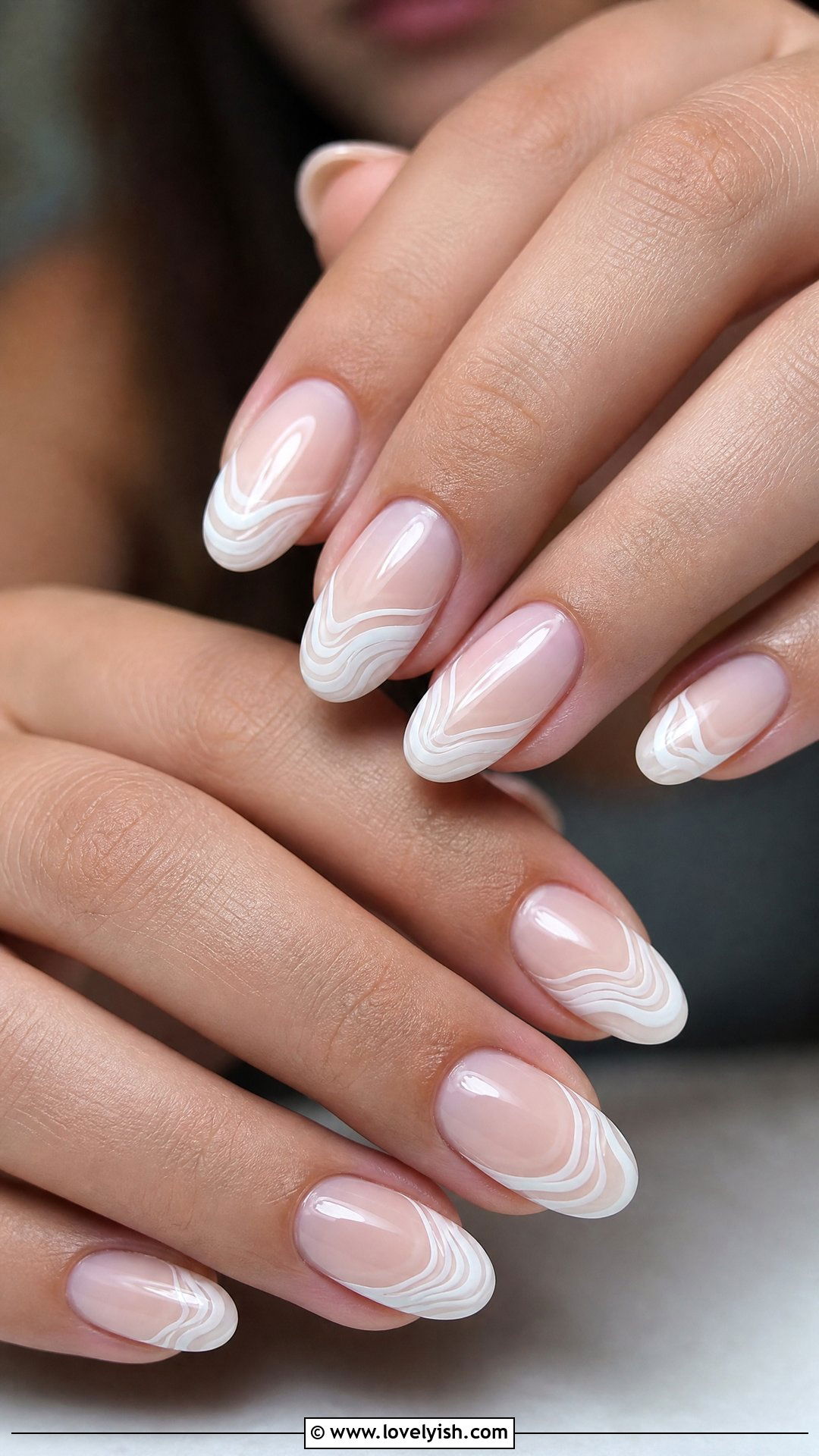 Swirl French Tip - 50 french manicure - 50 french manicure