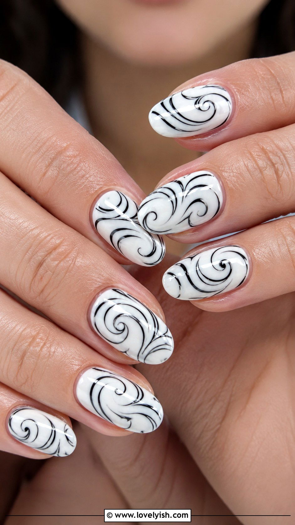 Swirl Nail Art on Oval Nails - 50 oval nails - 50 oval nails