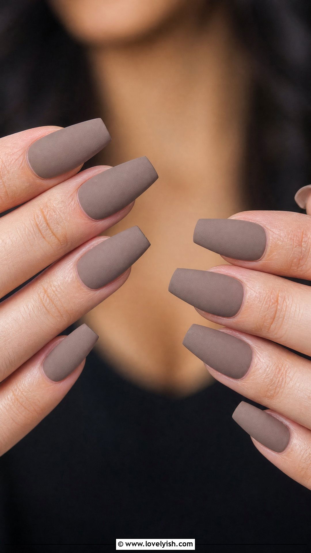Taupe Matte Coffin Nails - 50 sophisticated nails - 50 sophisticated nails