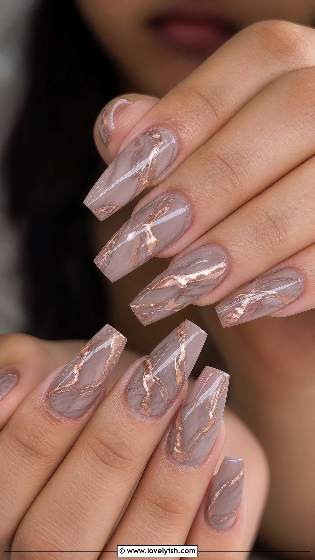 Taupe and Rose Gold Marble Nails - 50 rose gold nails - 50 rose gold nails