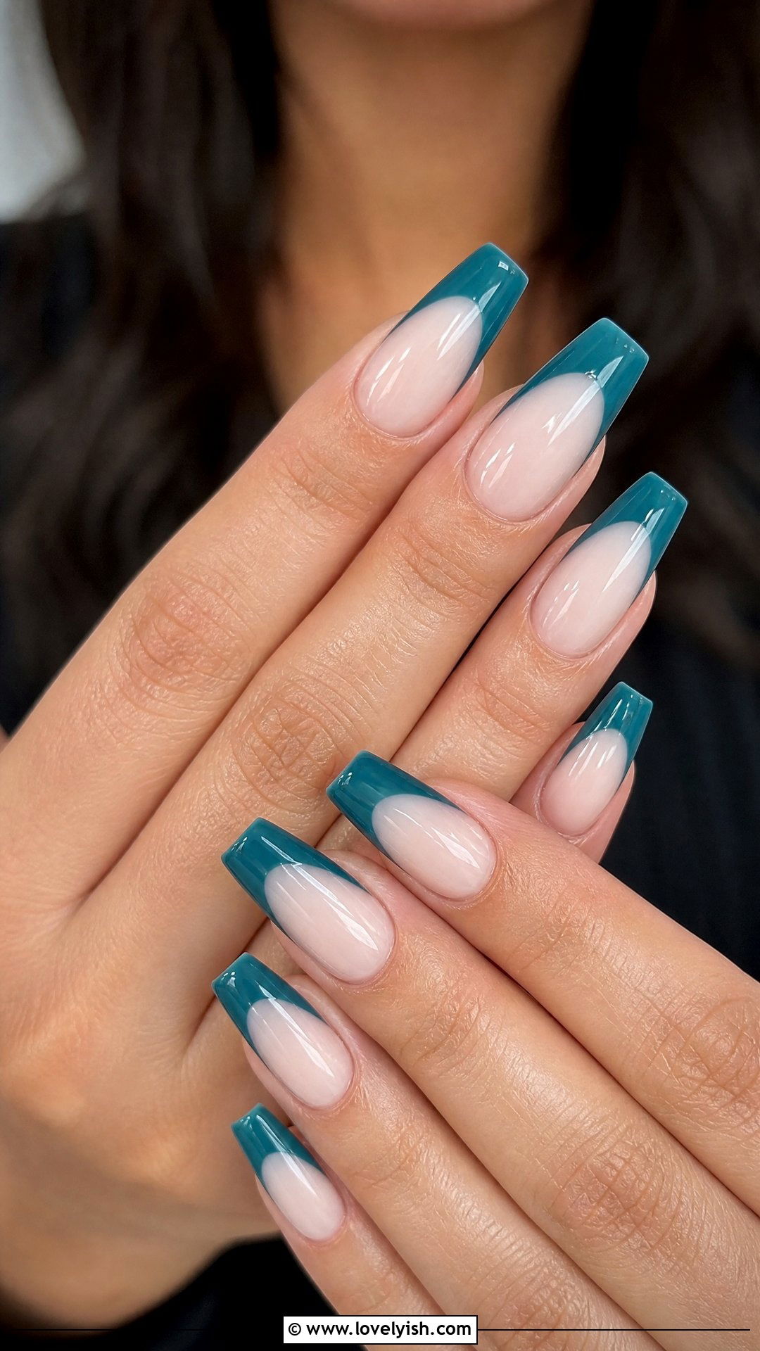 Teal French Tip Nails - 50 colored french tip nails - 50 colored french tip nails
