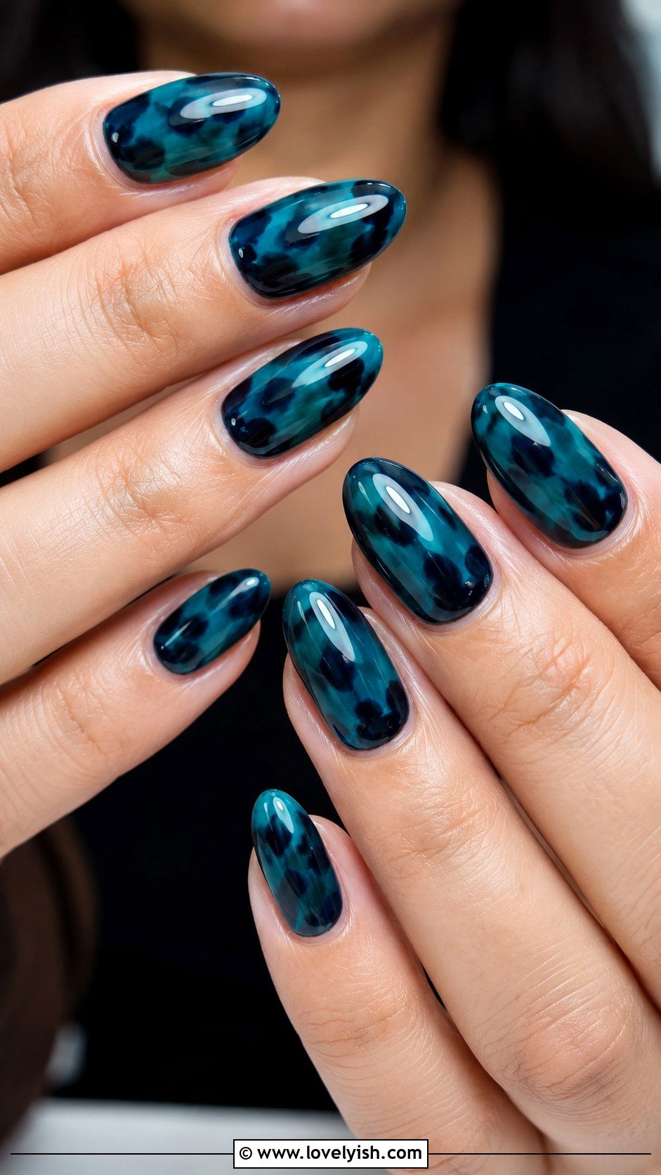 Teal Tortoiseshell Nails - 50 tortoise nail design ideas - 50 tortoise nail design ideas