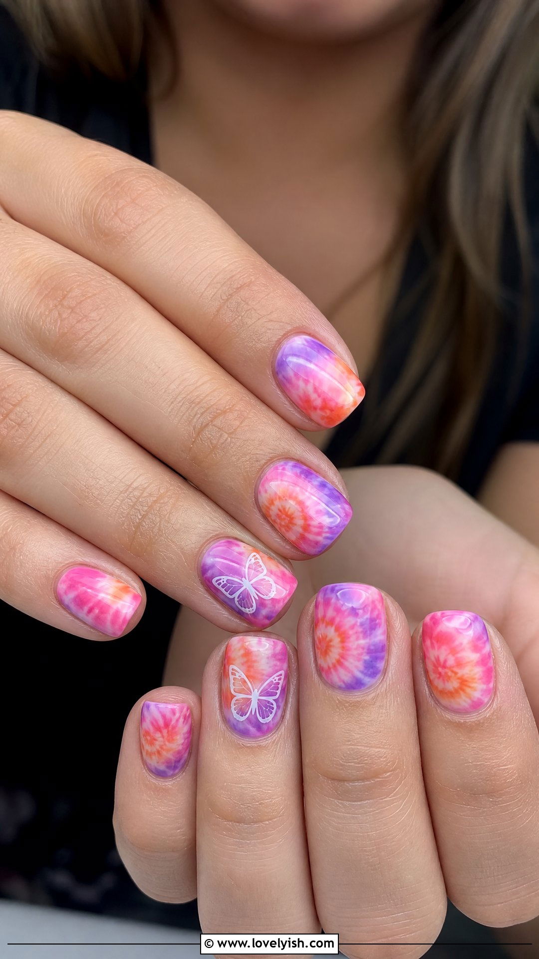 Tie Dye Butterfly Nails - 50 butterfly nails - 50 butterfly nails