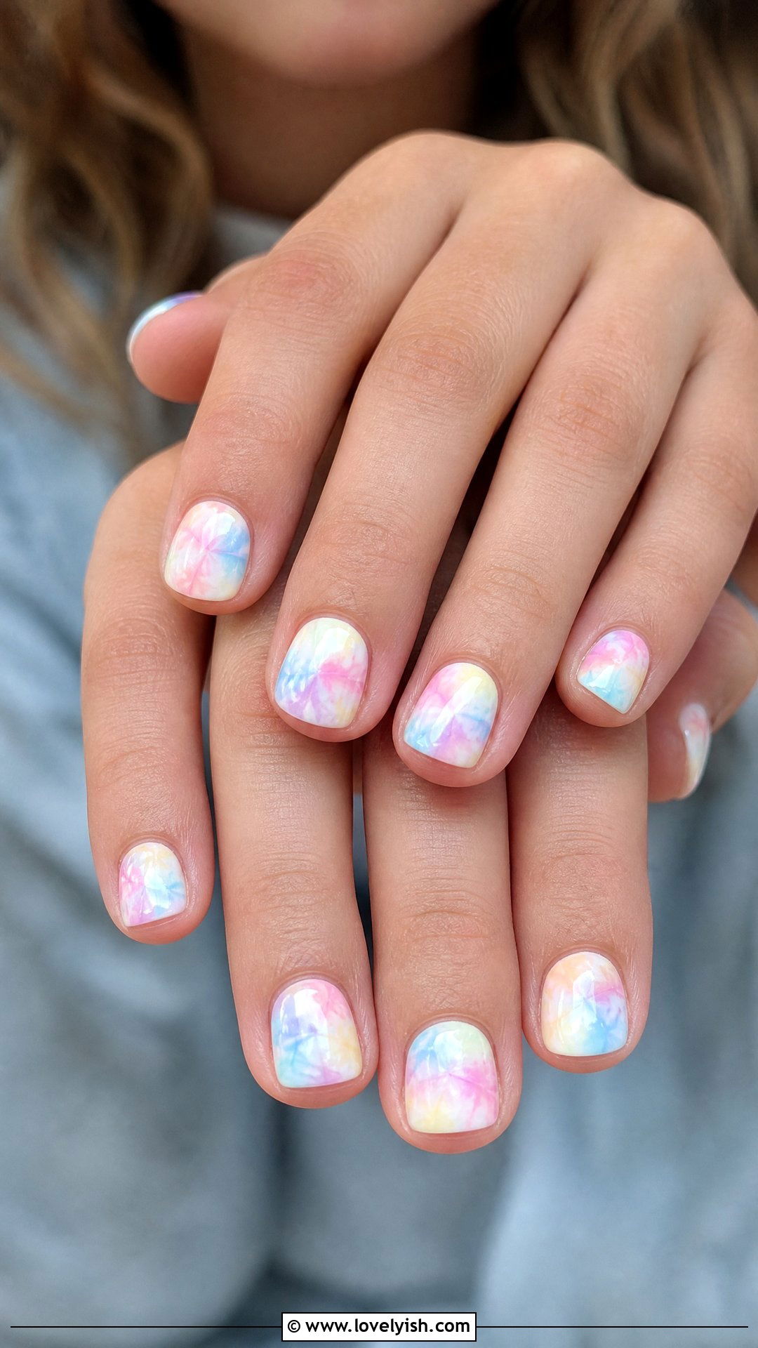 Tie Dye Pastel Nails - 32 nail designs for kids - 32 nail designs for kids
