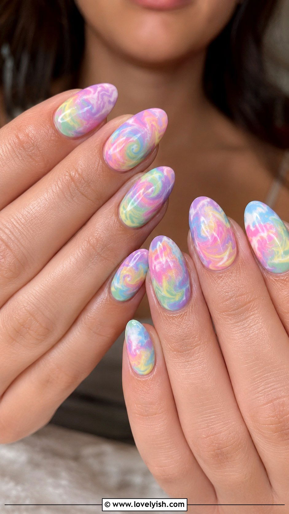 Tie Dye Pastel Swirl Nails - 43 summer nail designs - 43 summer nail designs