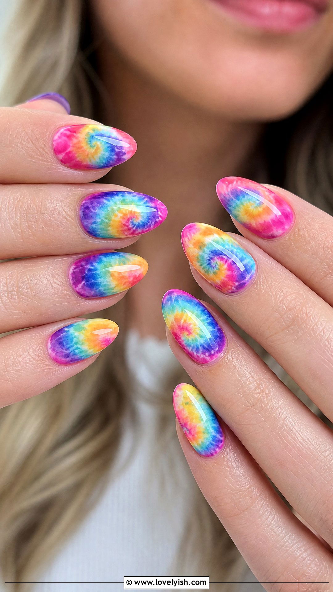 Tie Dye Swirl Nails - 50 crazy nail designs - 50 crazy nail designs