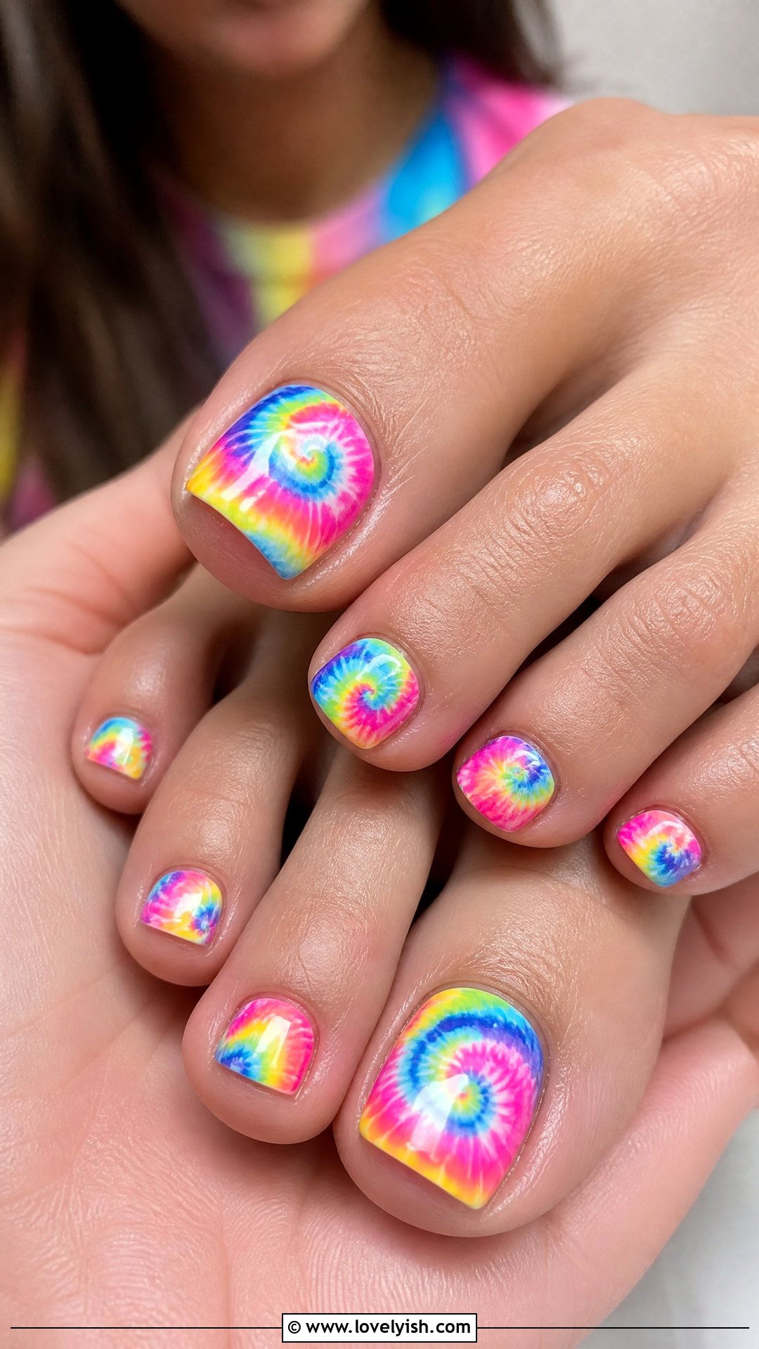 Tie Dye Swirl Pedicure - 50 summer pedicure - 50 summer pedicure