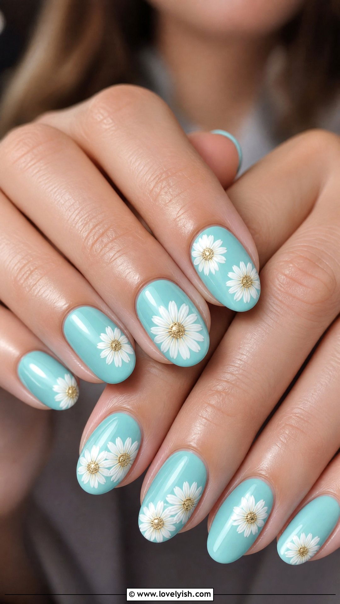 Tiffany Blue Daisy Nails - 50 daisy nails - 50 daisy nails