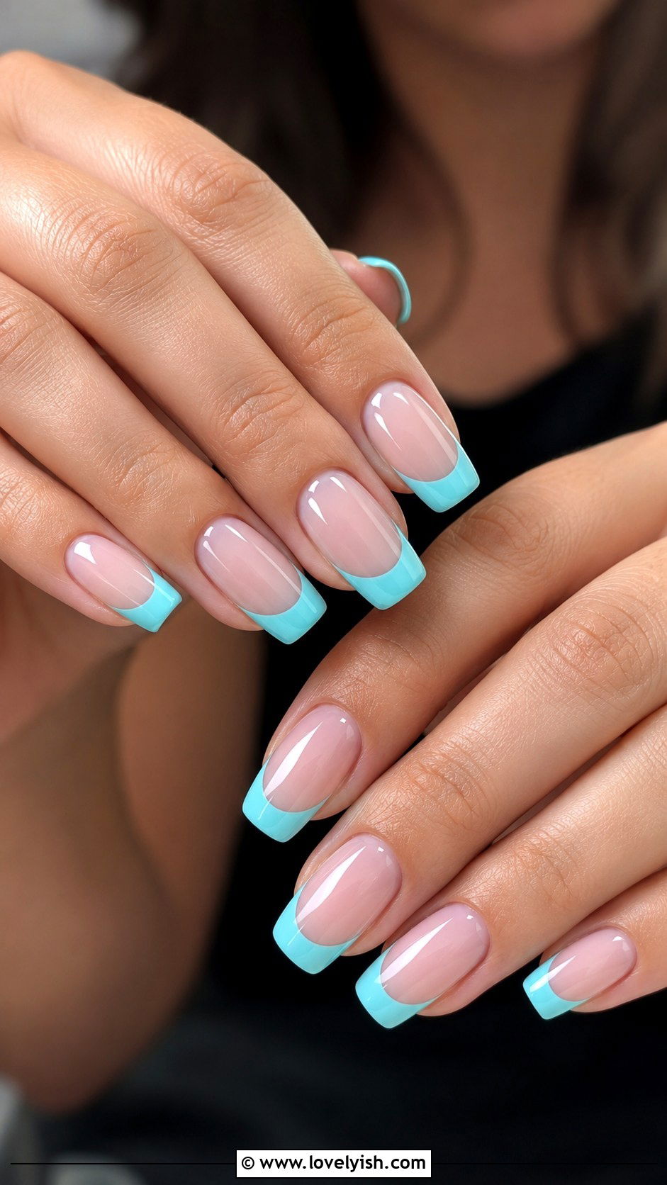 Tiffany Blue French Tip Nails - 38 blue nail designs - 38 blue nail designs