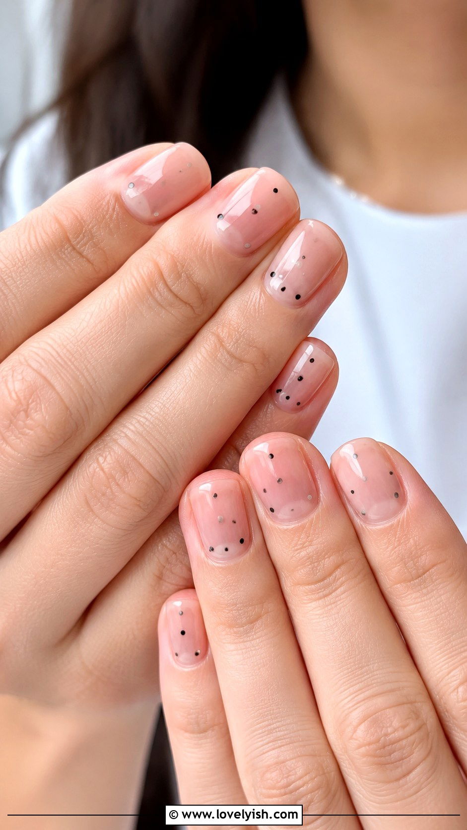 Tiny Black Dot Nails - 25 minimalist nail ideas - 25 minimalist nail ideas