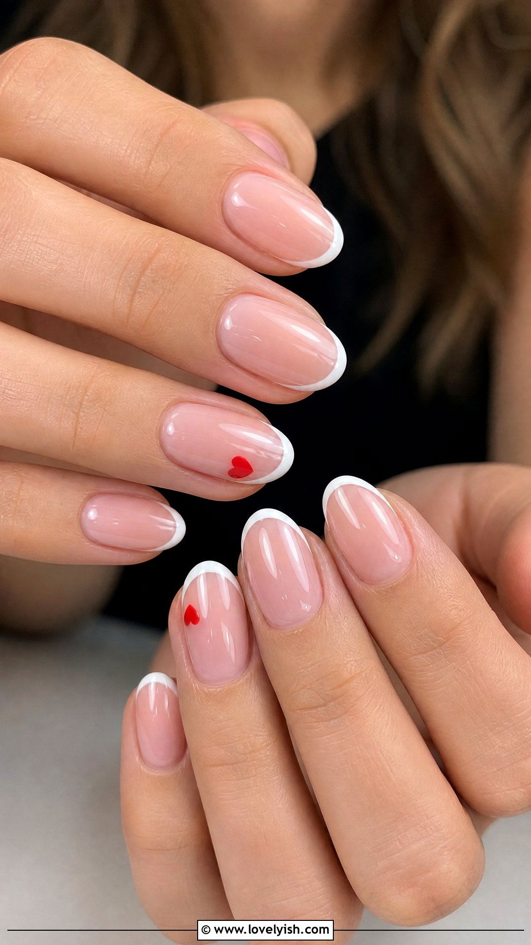 Tiny Heart Accent French Tips - 50 minimalist french tips - 50 minimalist french tips