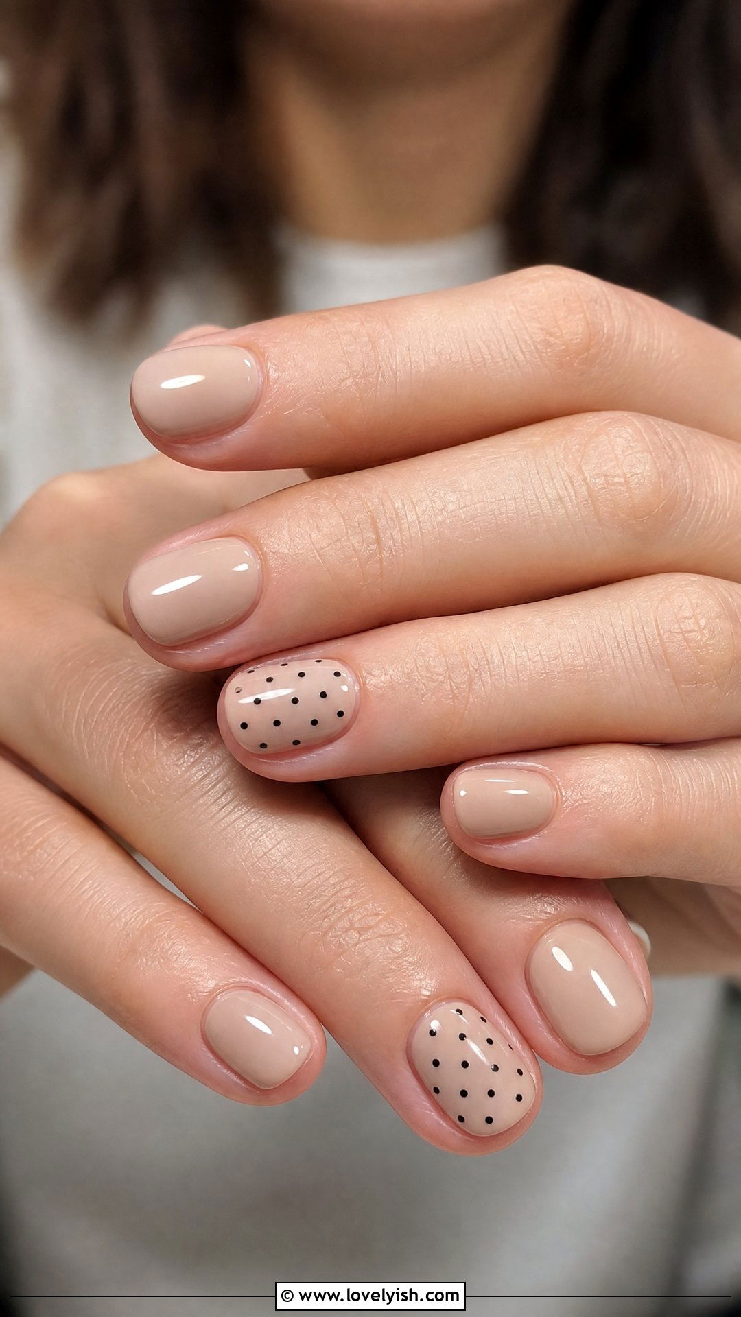 Tiny Polka Dot Nude Nails - 38 simple nail art designs - 38 simple nail art designs