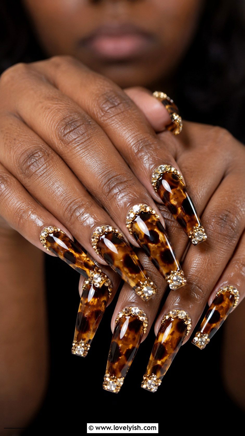 Tortoise Nails With Rhinestones - 50 tortoise nail design ideas - 50 tortoise nail design ideas