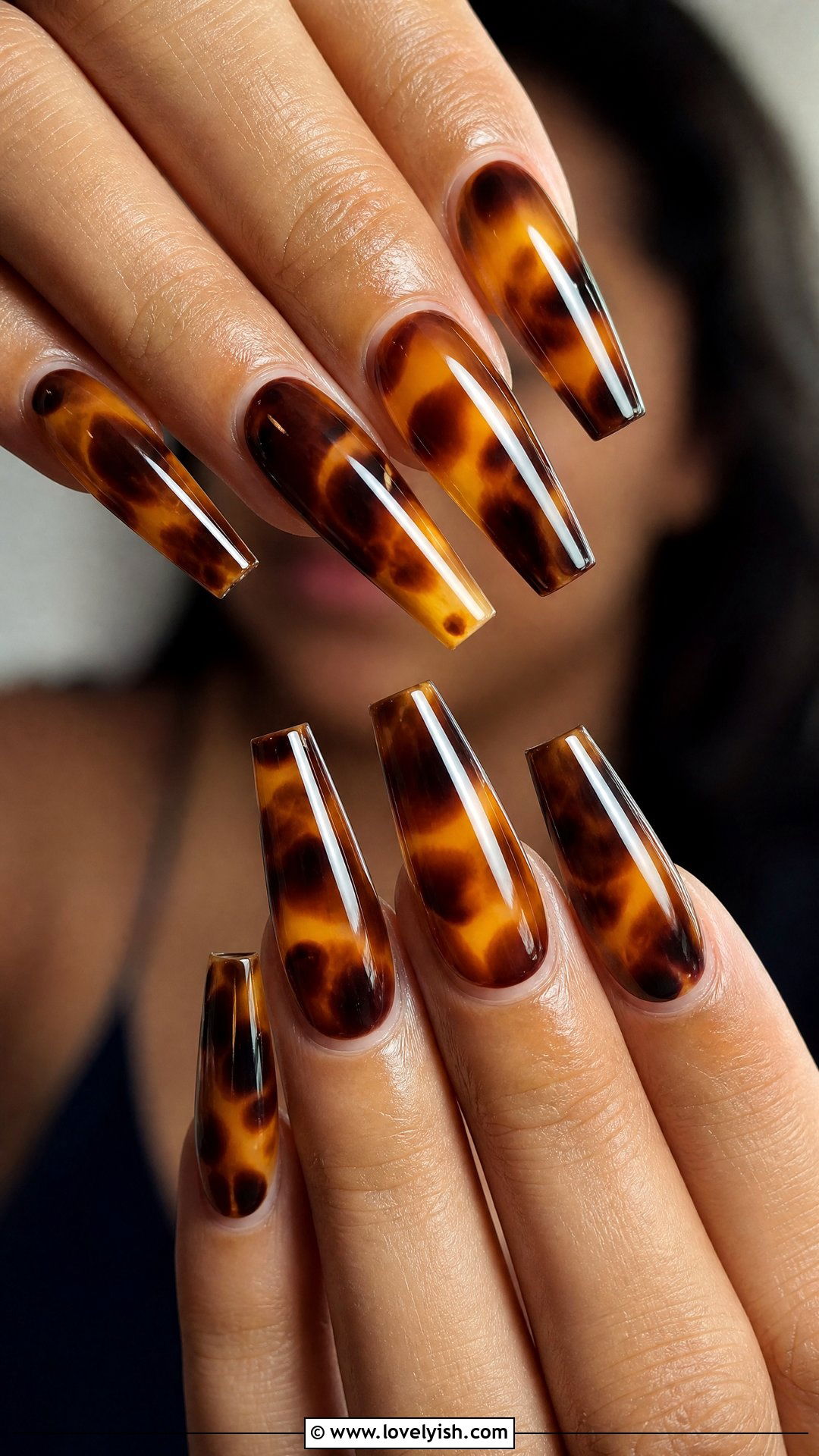 Tortoise Shell Coffin Nails - 50 coffin nails - 50 coffin nails