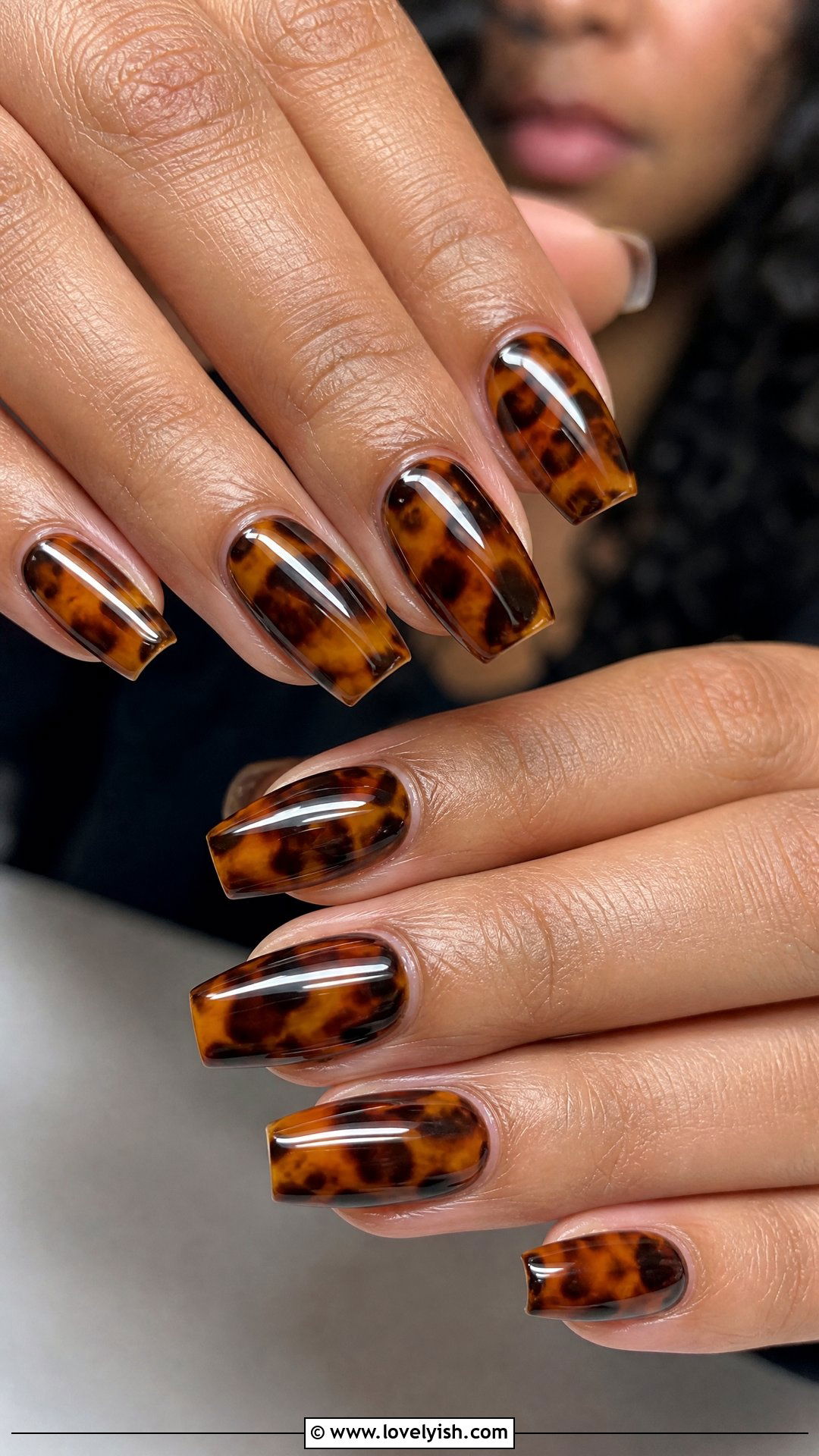 Tortoise Shell Short Coffin Nails - 50 short coffin nails - 50 short coffin nails