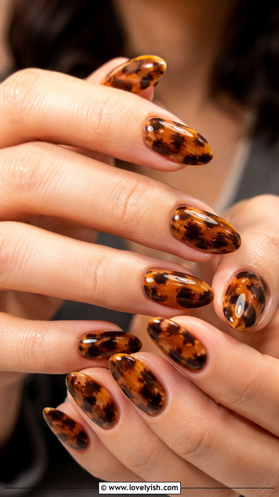 Tortoiseshell Almond Nails - 50 almond nails - 50 almond nails