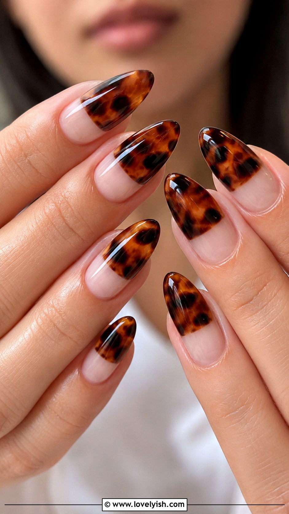 Tortoiseshell Half Tip Nails - 50 tortoise nail design ideas - 50 tortoise nail design ideas