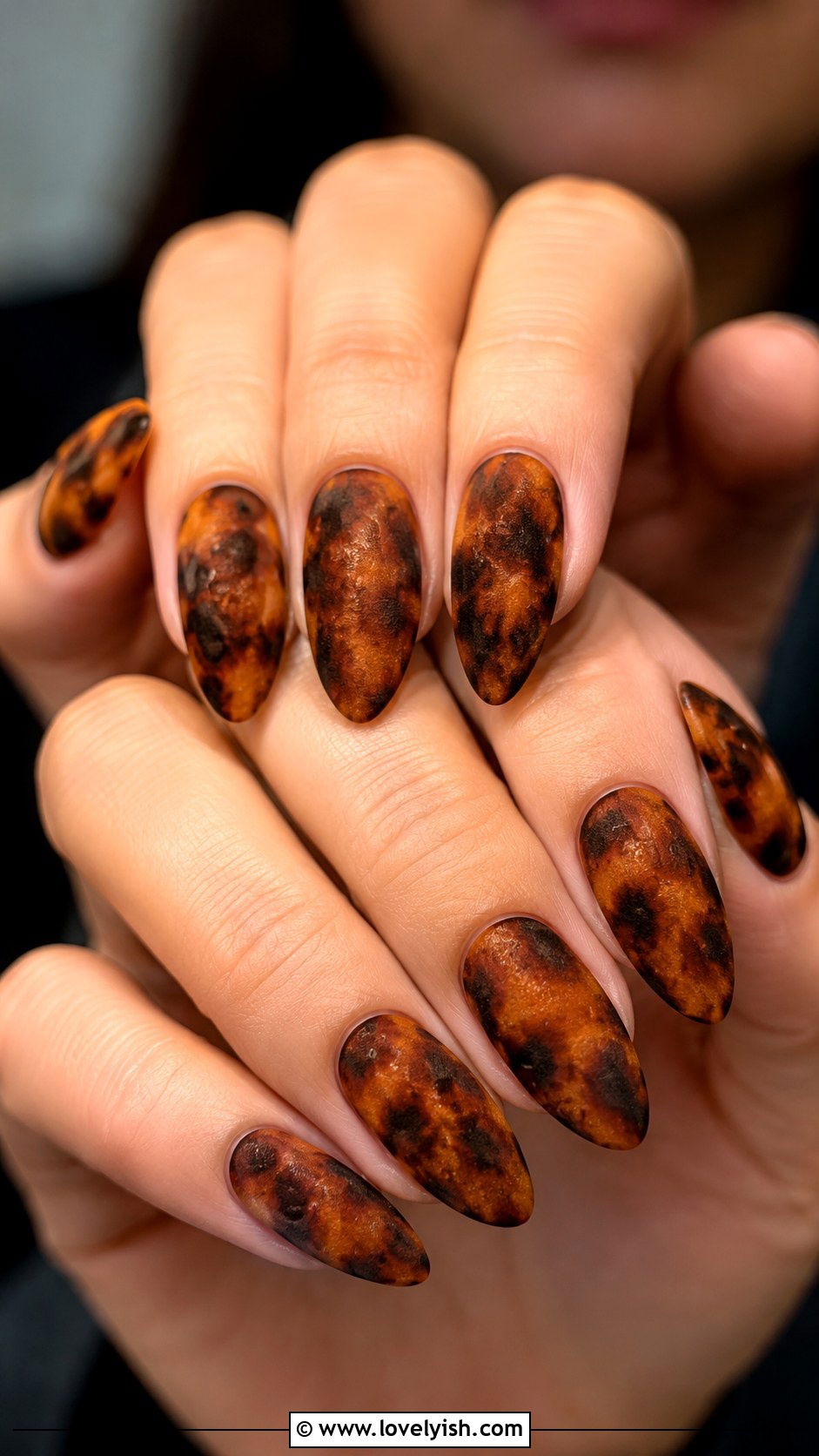 Tortoiseshell Nails With Butterfly Accents - 50 tortoise nail design ideas - 50 tortoise nail design ideas