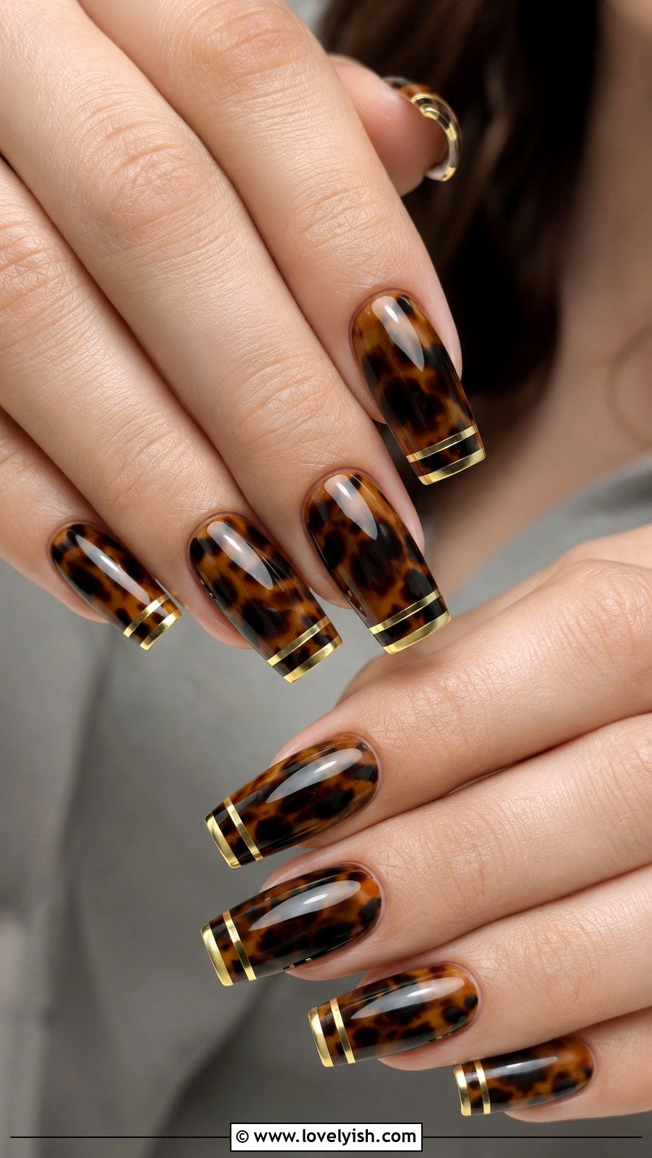 Tortoiseshell Nails With Double French Tips - 50 tortoise nail design ideas - 50 tortoise nail design ideas