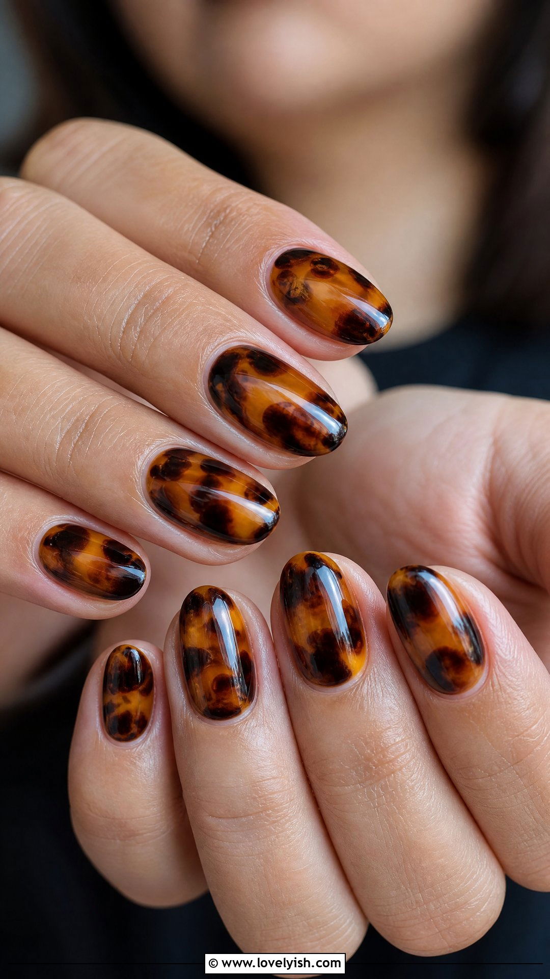 Tortoiseshell Short Almond Nails - 50 short almond nails - 50 short almond nails