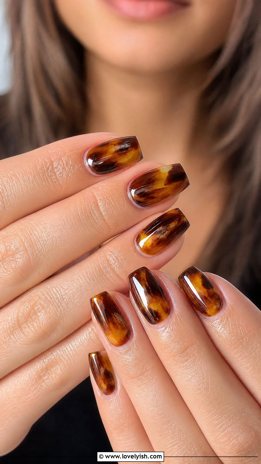 Tortoiseshell Short Coffin Nails - 25 short coffin nails designs - 25 short coffin nails designs