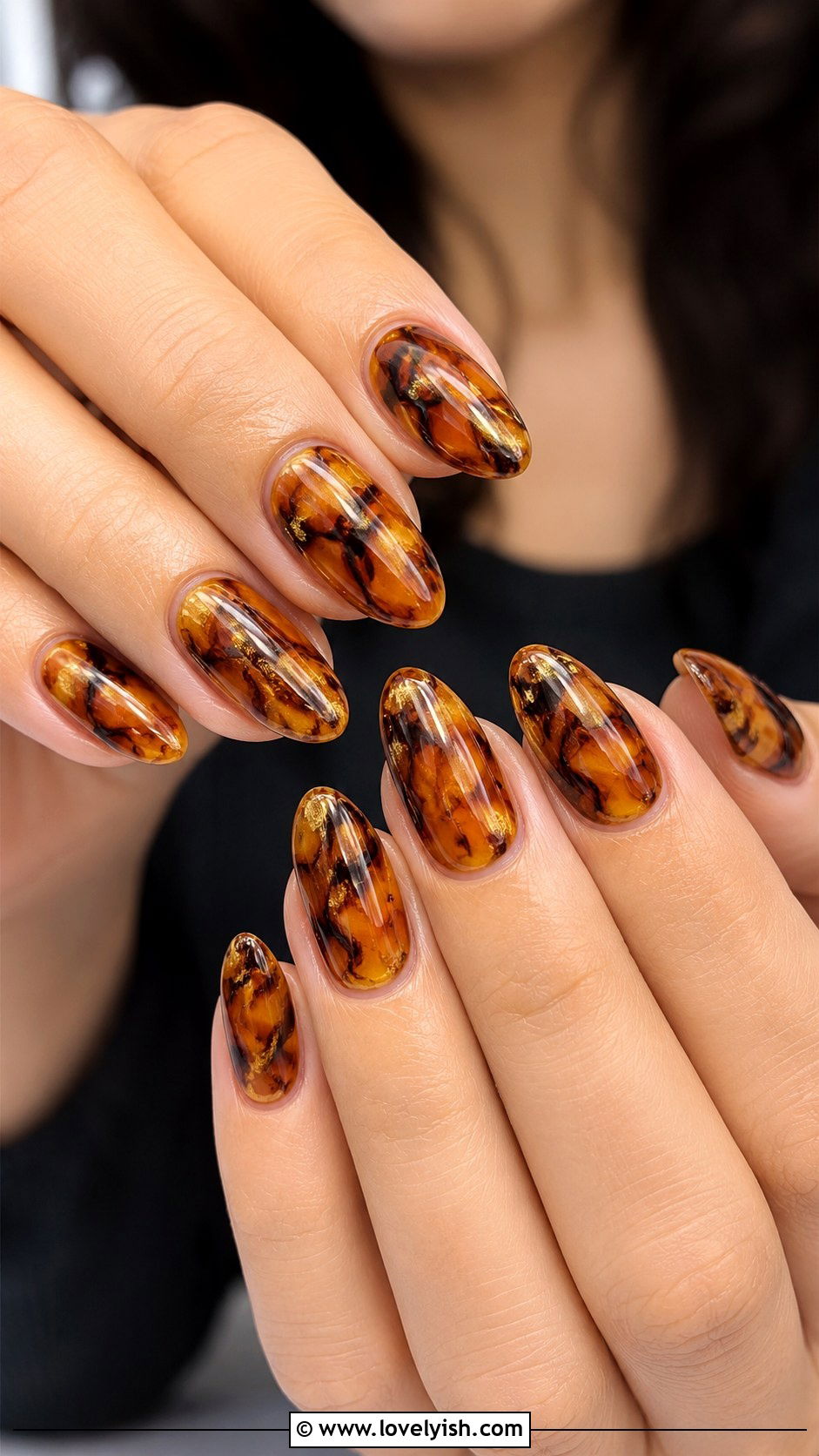 Tortoiseshell Warm Amber Nails - 50 unique nail designs - 50 unique nail designs