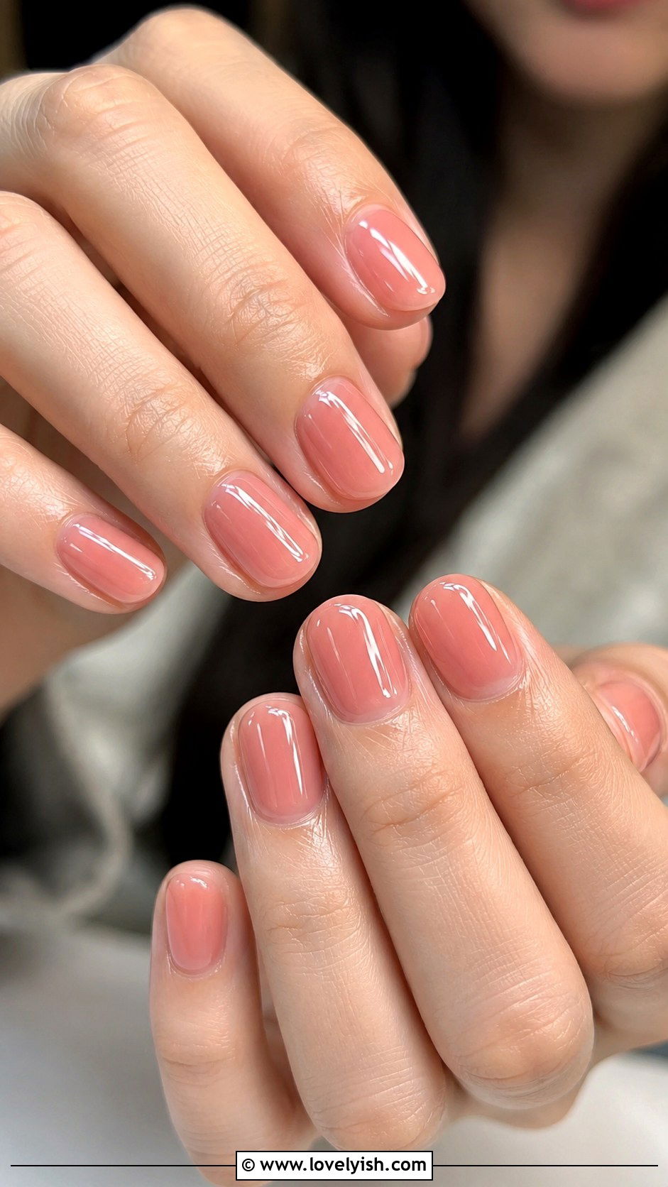 Translucent Jelly Peach Nails - 50 tumblr nail designs - 50 tumblr nail designs
