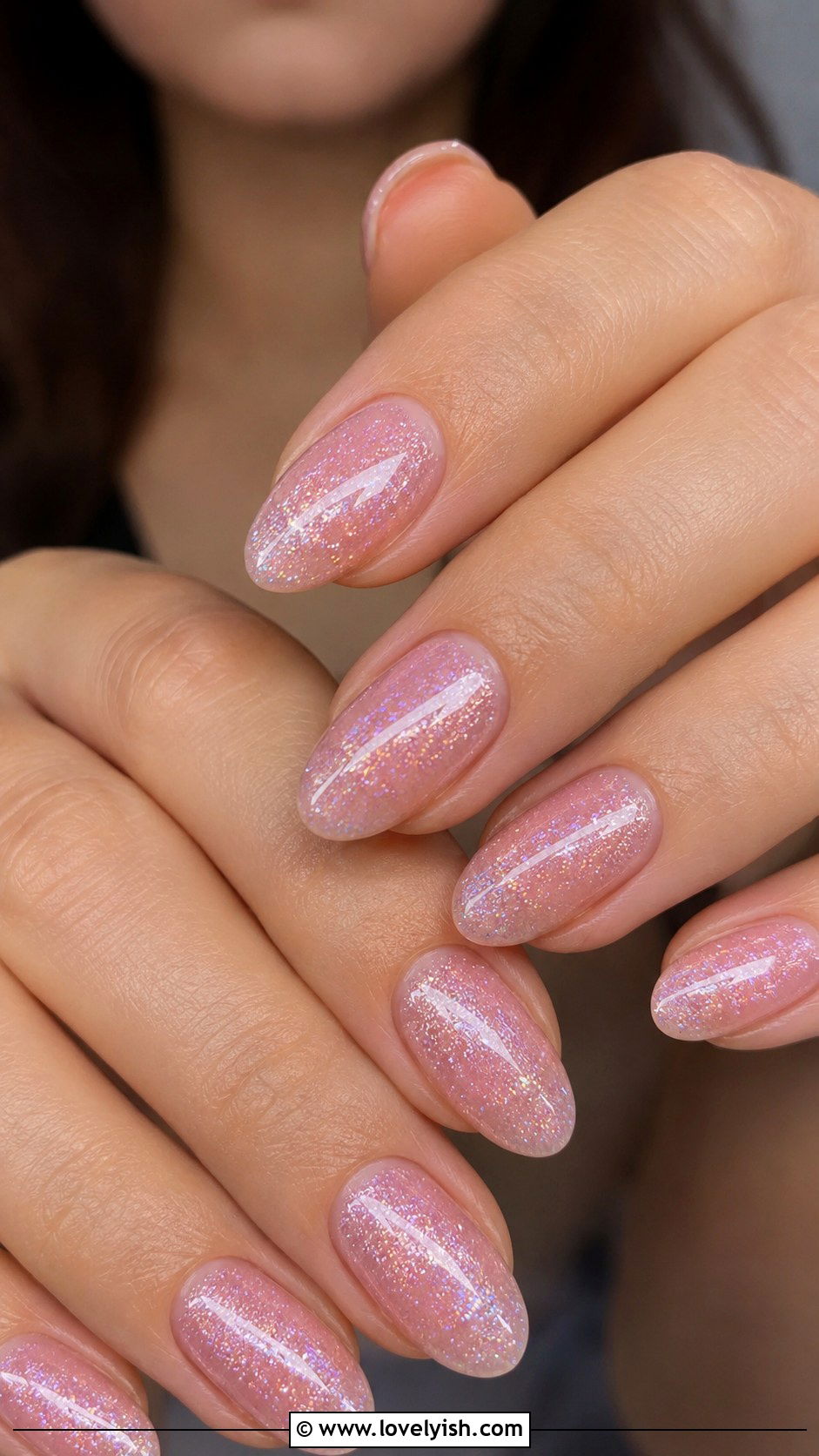 Translucent Pink Nails With Holographic Shimmer - 50 natural nails - 50 natural nails