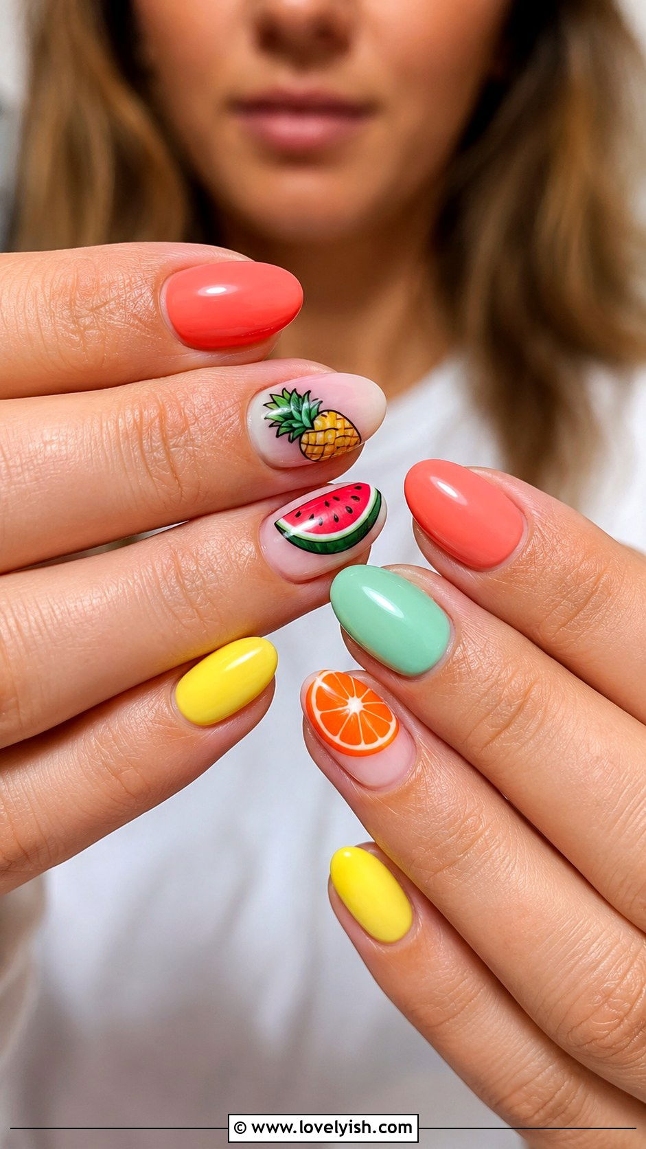 Tropical Fruit Print Nails - 50 preppy nails - 50 preppy nails