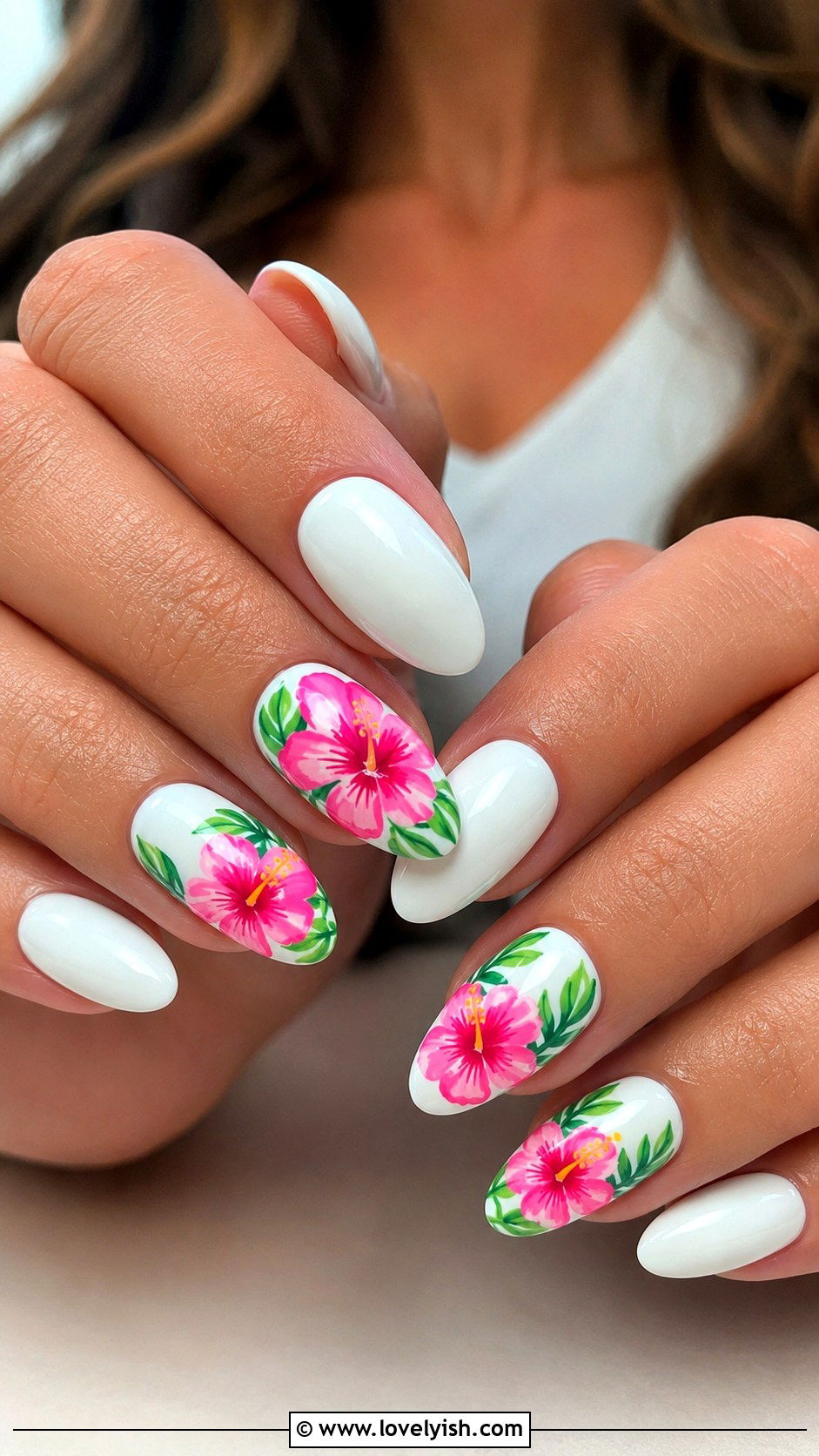 Tropical Hibiscus Flower Nails - 50 vacation nails - 50 vacation nails