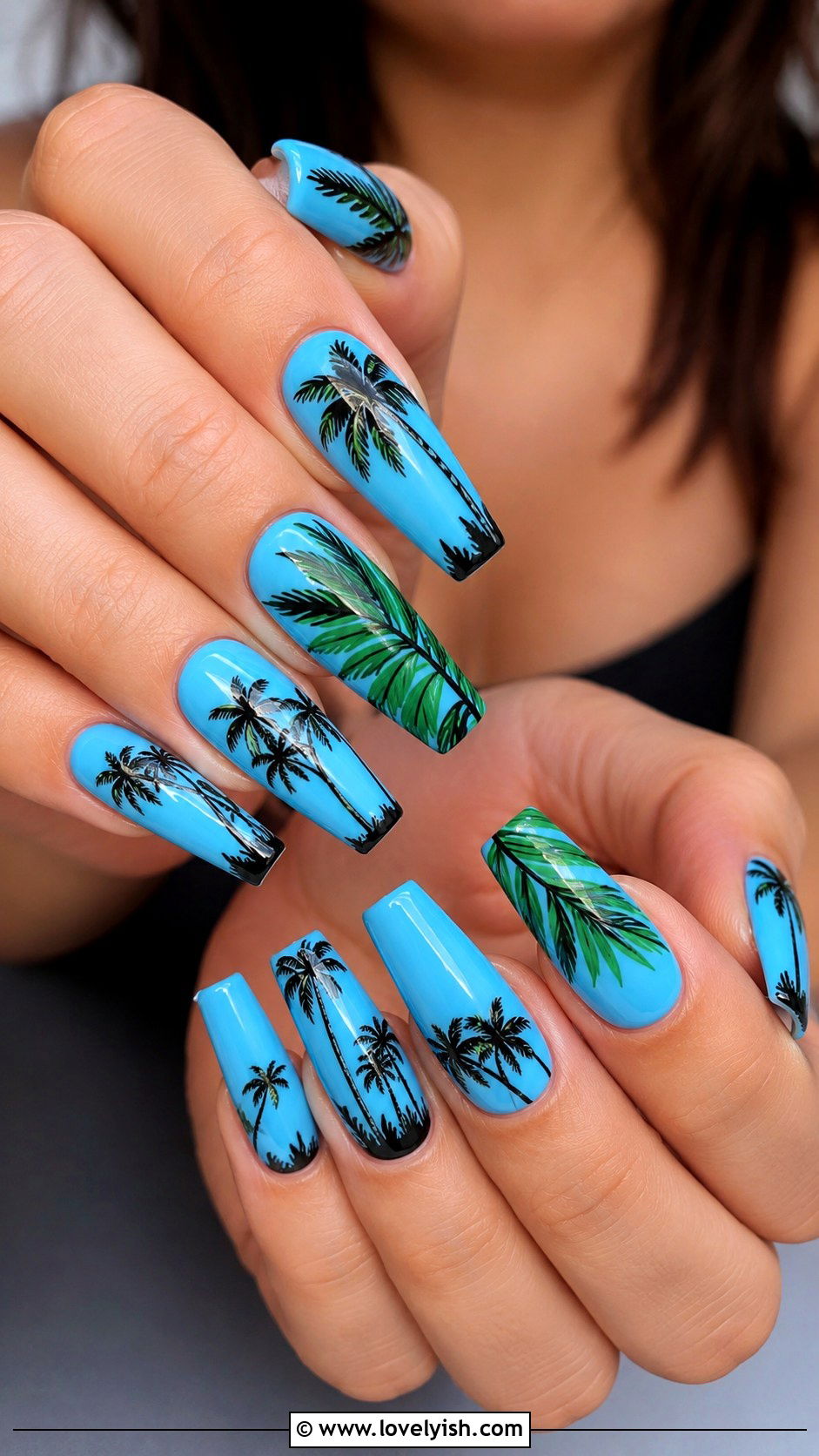 Tropical Palm Print Gel X Nails - 50 gel x nails - 50 gel x nails