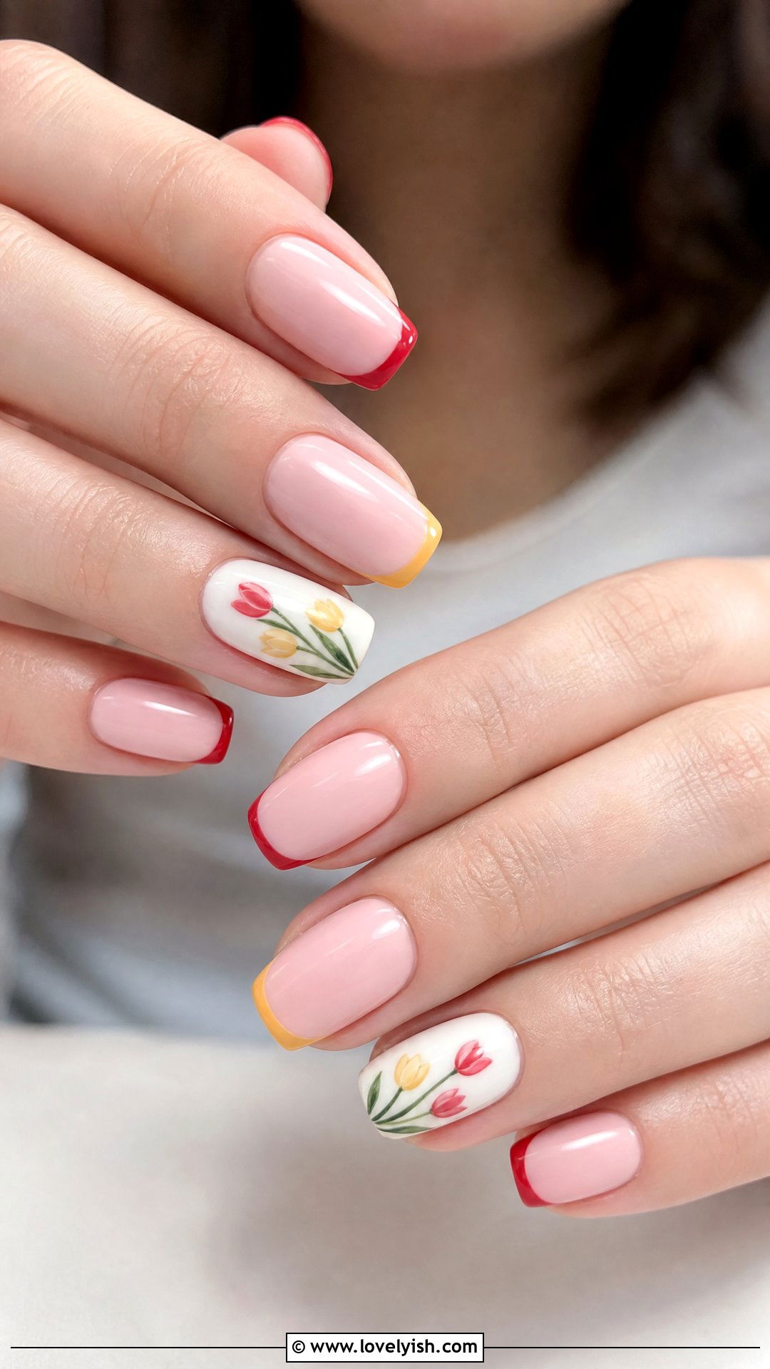 Tulip Pattern Nails - 50 cute spring nail designs - 50 cute spring nail designs