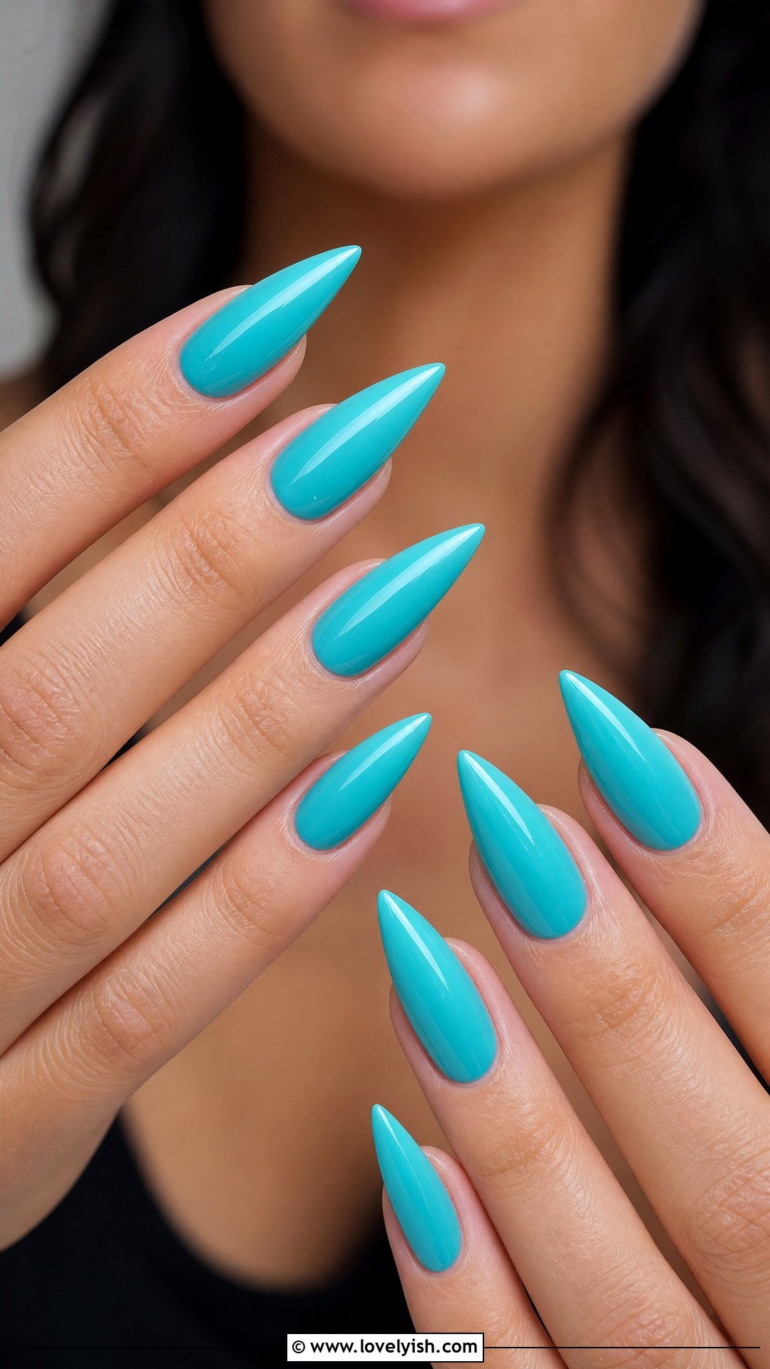 Turquoise Blue Stiletto Nails - 50 blue nails - 50 blue nails