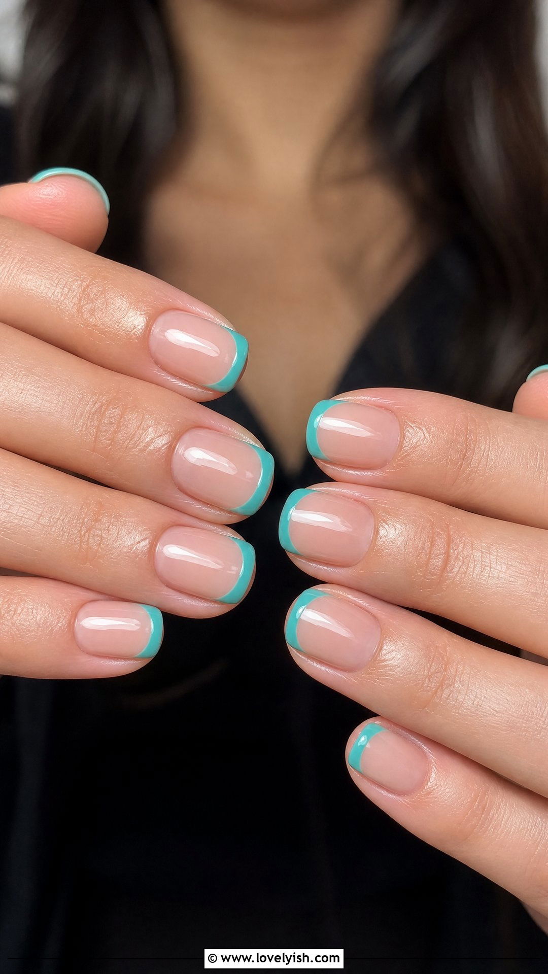 Turquoise French Tip Nails - 50 colored french tip nails - 50 colored french tip nails