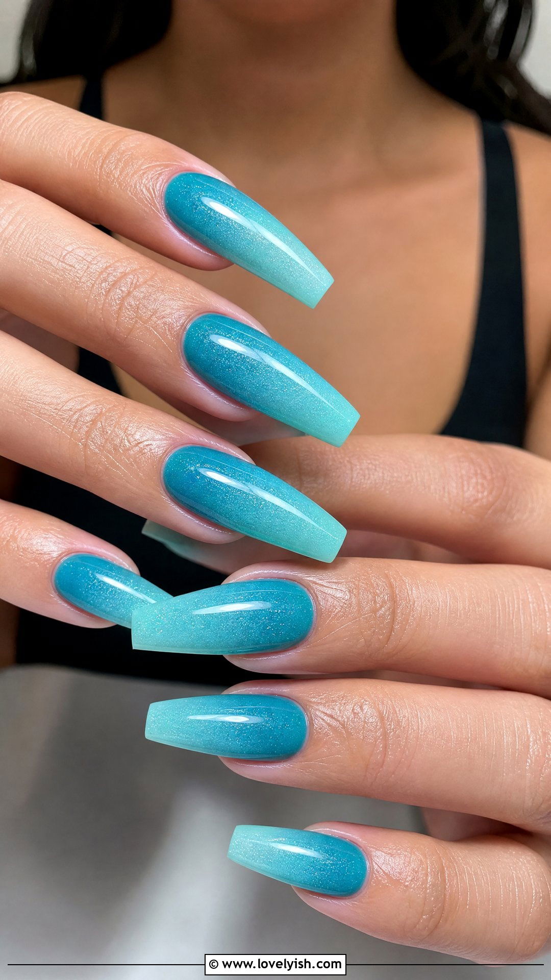 Turquoise Ombre Beach Nails - 25 beach nail ideas - 25 beach nail ideas