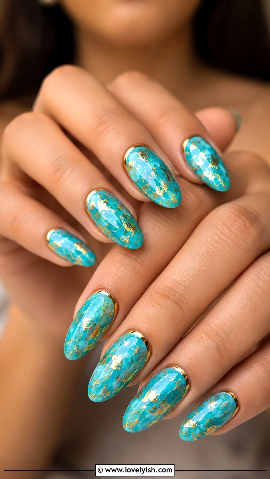 Turquoise and Gold Mermaid Nails - 50 mermaid nails - 50 mermaid nails