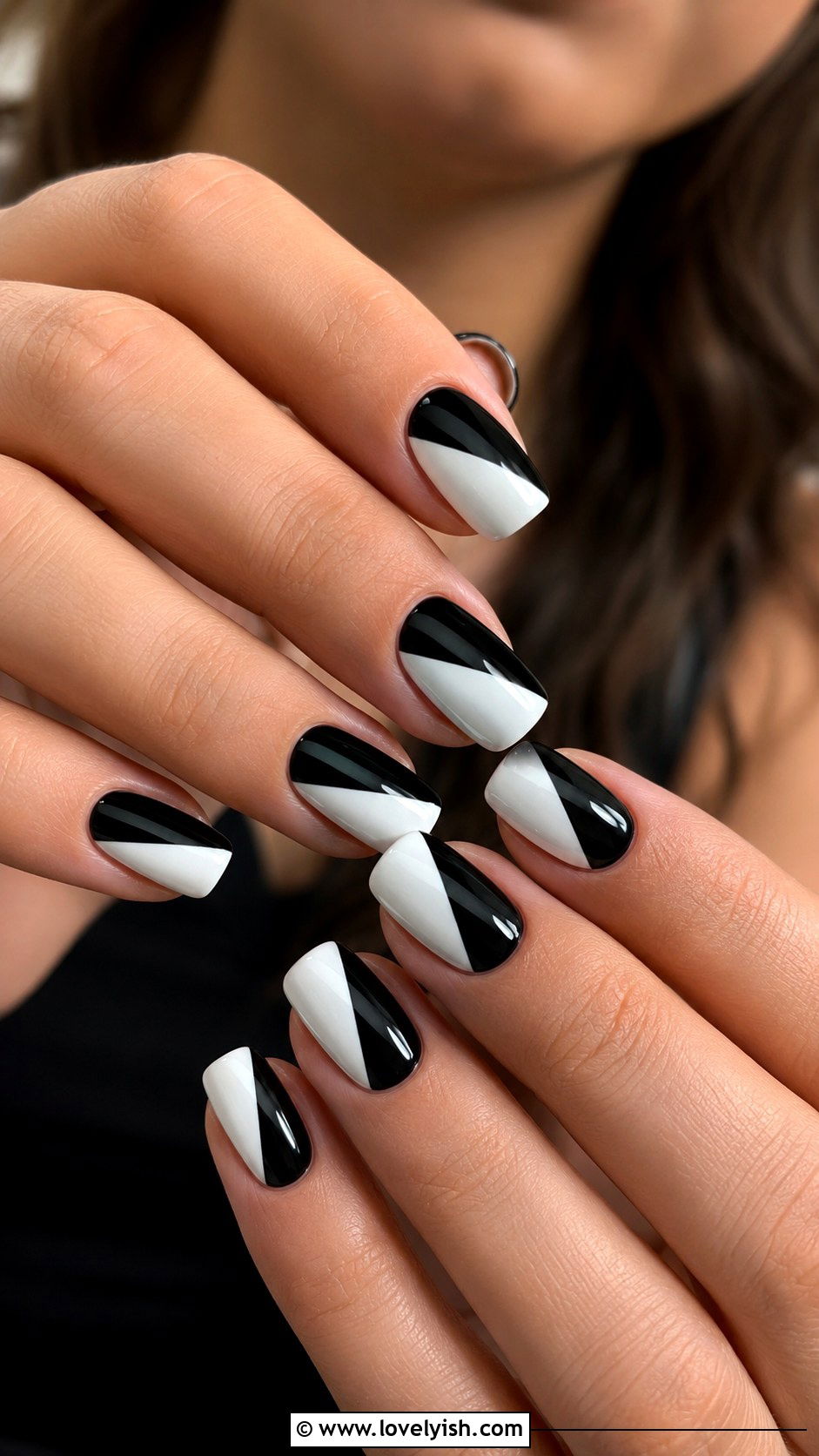 Two Tone Black and White Nails - 50 mens nail design ideas - 50 mens nail design ideas