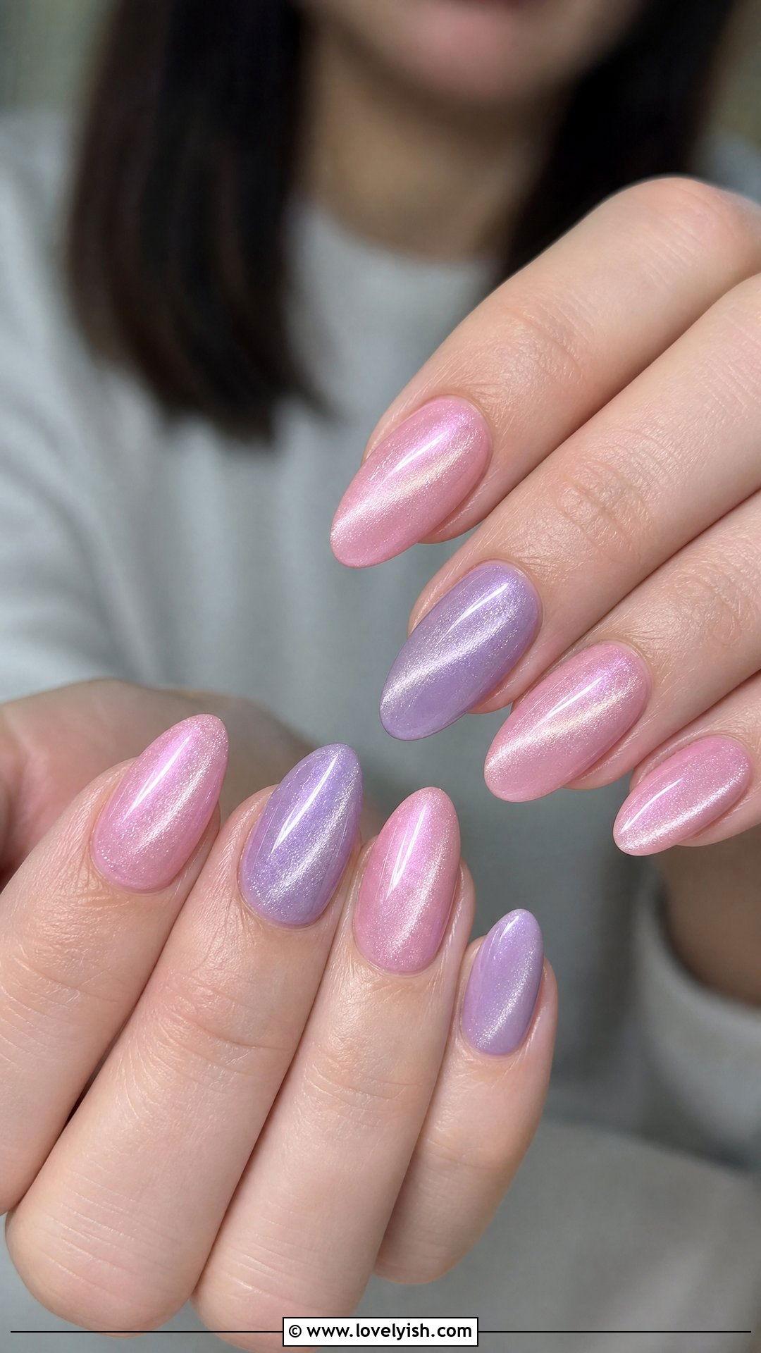 Two Tone Cat Eye Nails - 50 cateye nail designs - 50 cateye nail designs